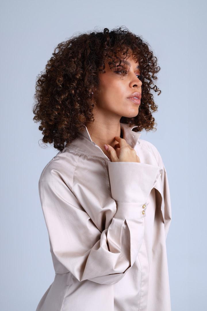 Diva Business Style Beige Organic Cotton Shirt