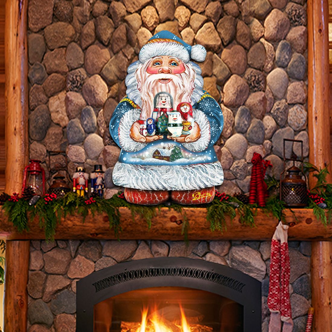 Santa with Matreshka Christmas Door Decor by G. DeBrekht - Christmas Santa Snowman Decor - 8117809H
