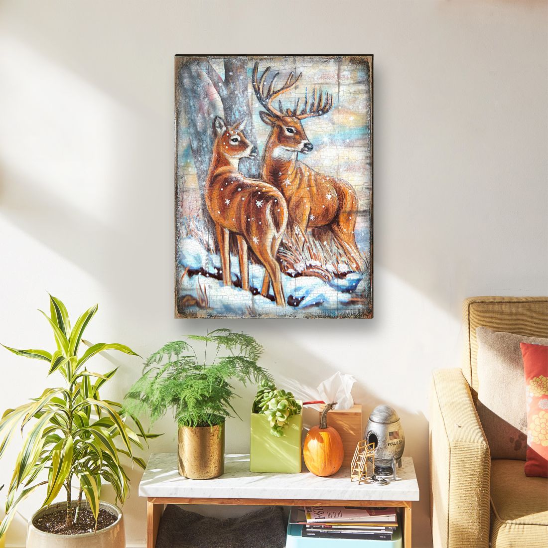 Schmid Deer's Art Wooden Wall Art by Nature Wonders - Nature Wildlife Decor - 95212B