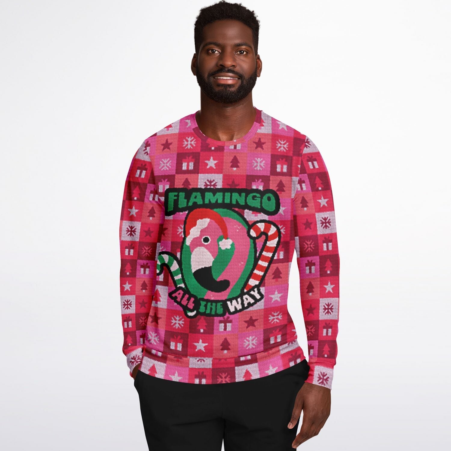 Flamingo All The Way Ugly Christmas Sweatshirt