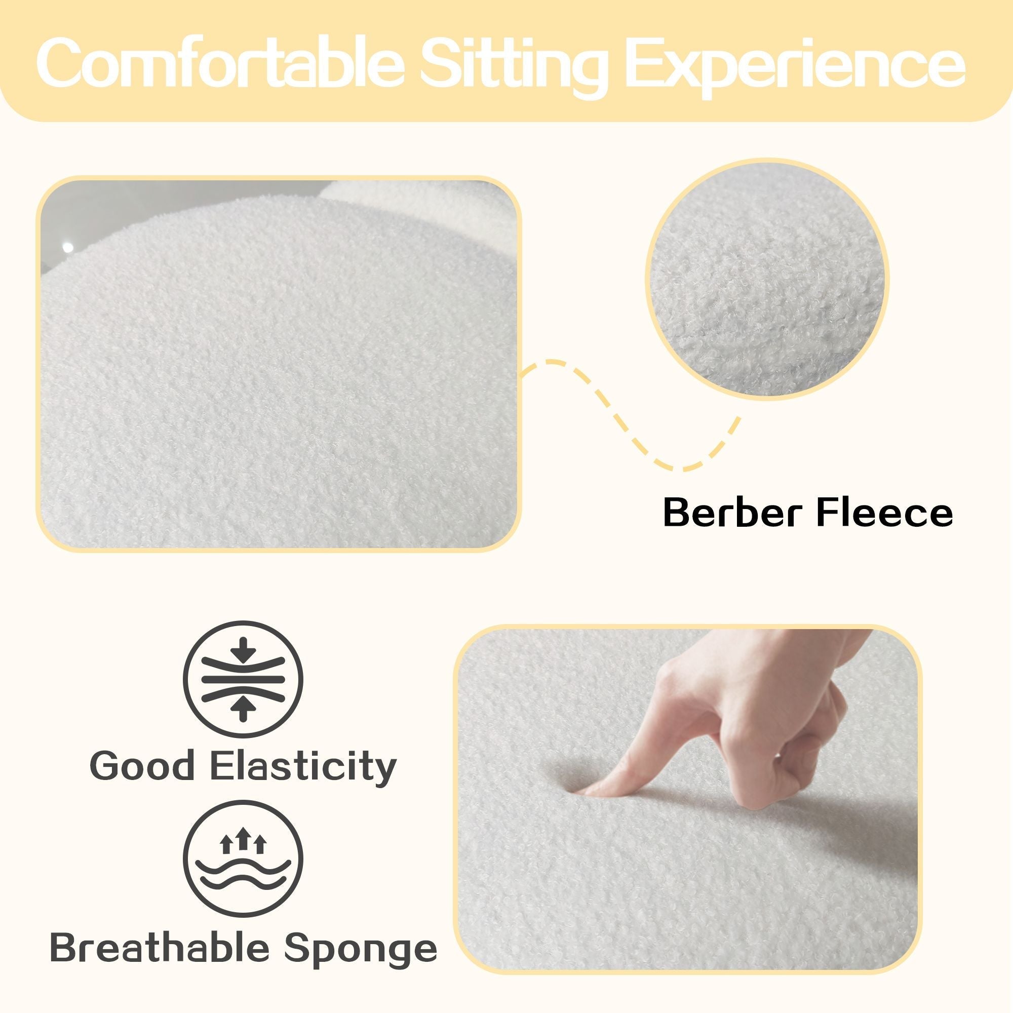 1pc 19.69"Faux Fur Pouf Ottoman Modern Boucle Upholstered With Storage, Multifunctional Upholstered Vanity Chairs For Makeup, Soft Padded Seat With Removable Lid