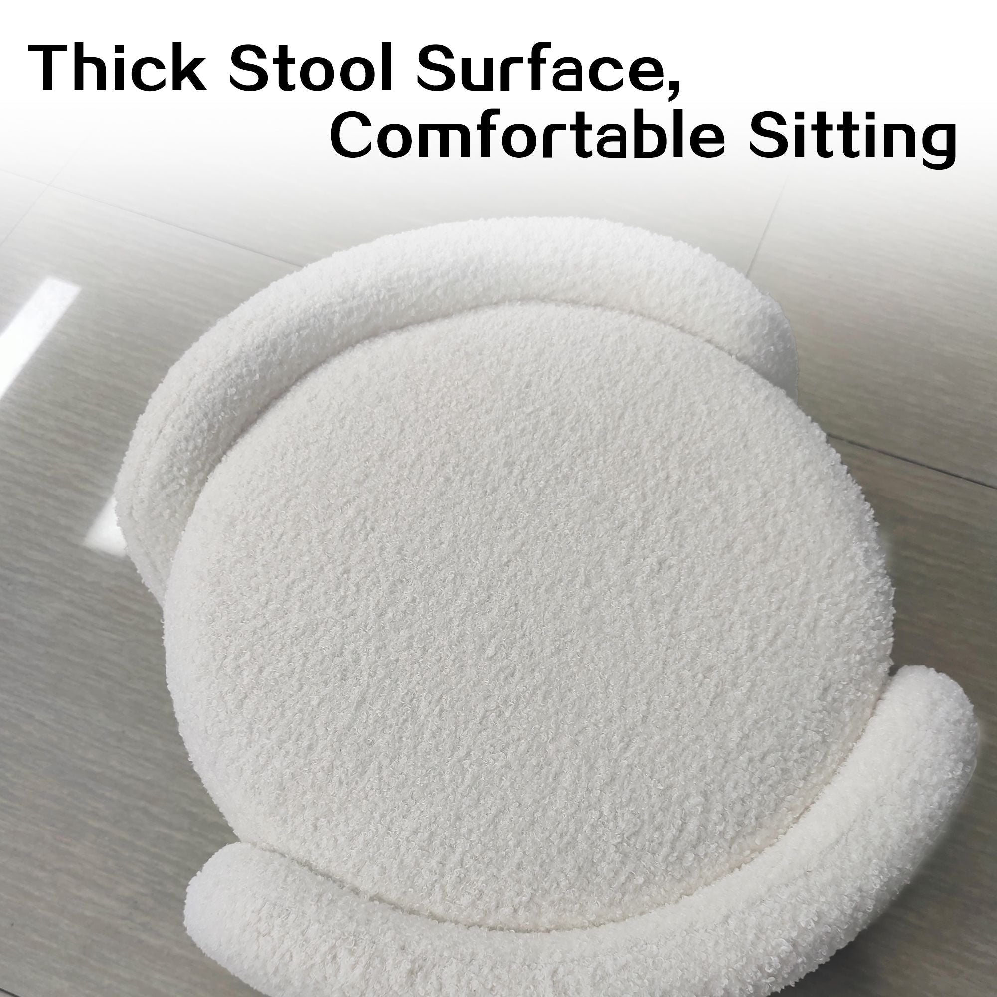 1pc 19.69"Faux Fur Pouf Ottoman Modern Boucle Upholstered With Storage, Multifunctional Upholstered Vanity Chairs For Makeup, Soft Padded Seat With Removable Lid