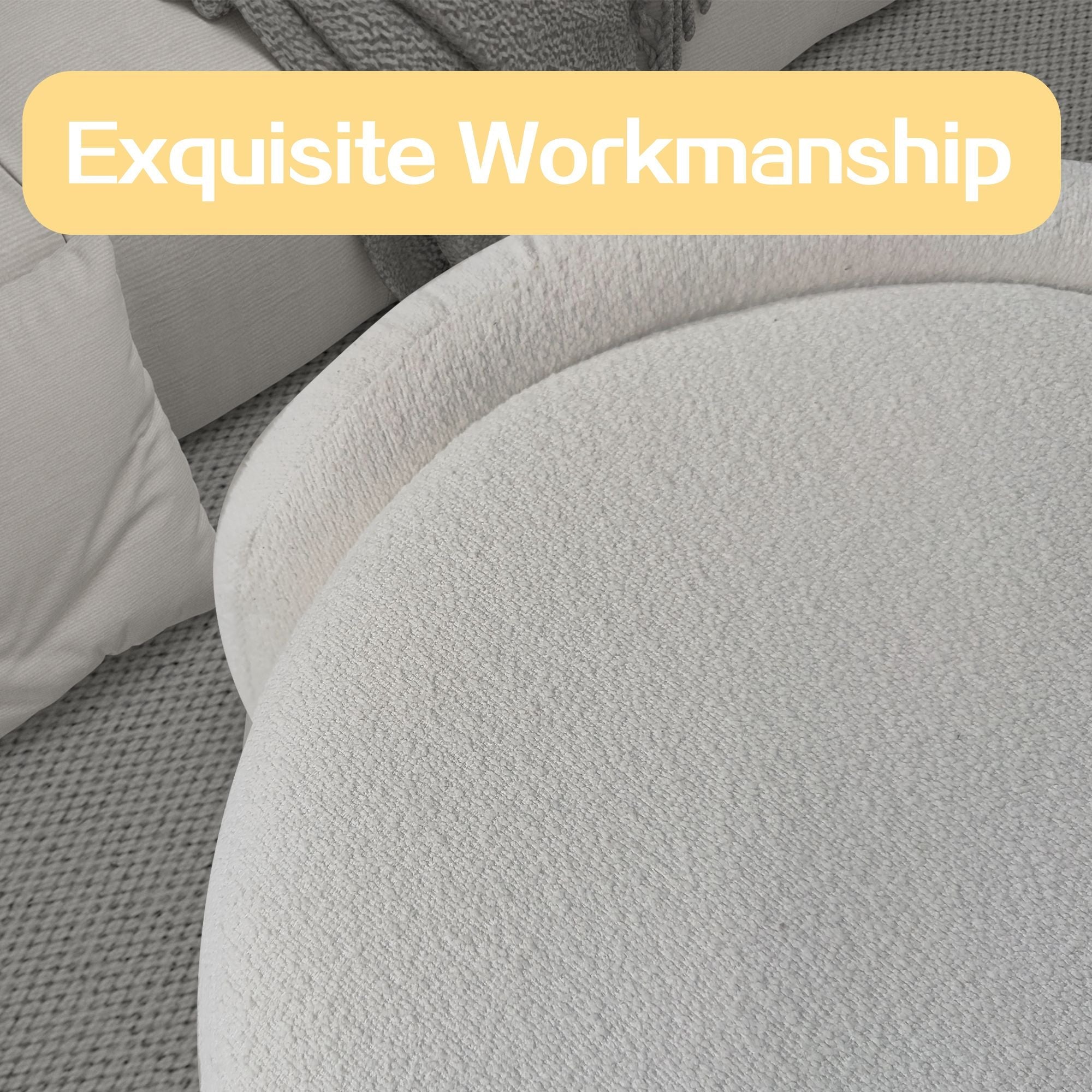 1pc 19.69"Faux Fur Pouf Ottoman Modern Boucle Upholstered With Storage, Multifunctional Upholstered Vanity Chairs For Makeup, Soft Padded Seat With Removable Lid