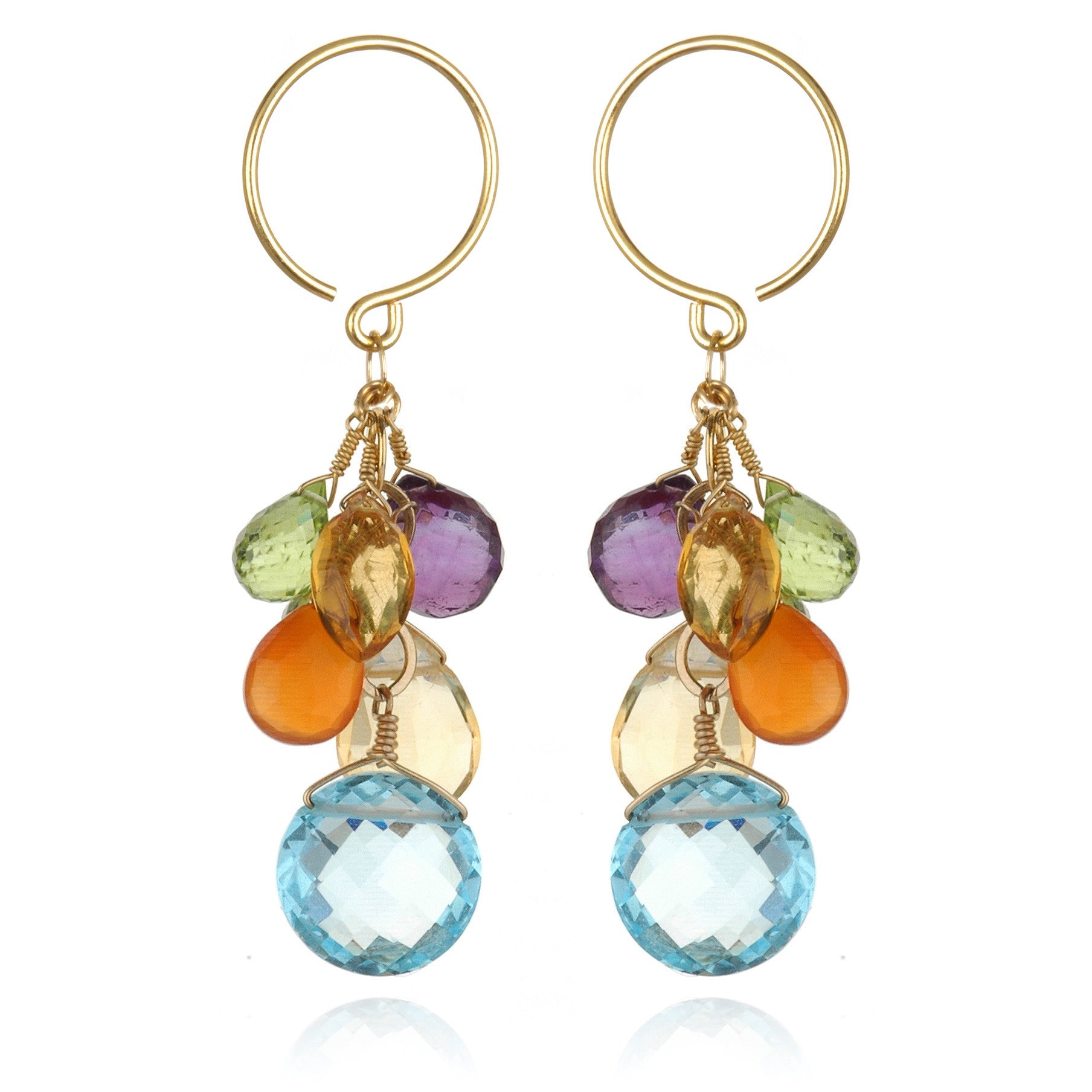 New! Coin Dangle Earrings - Sky Blue Topaz