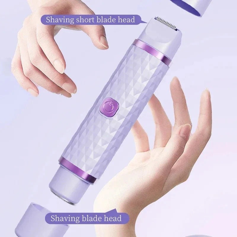 2-in-1 women's electric shaver - suitable for dry and wet hair removal on bikinis, eyebrows, face, legs, and armpits.
