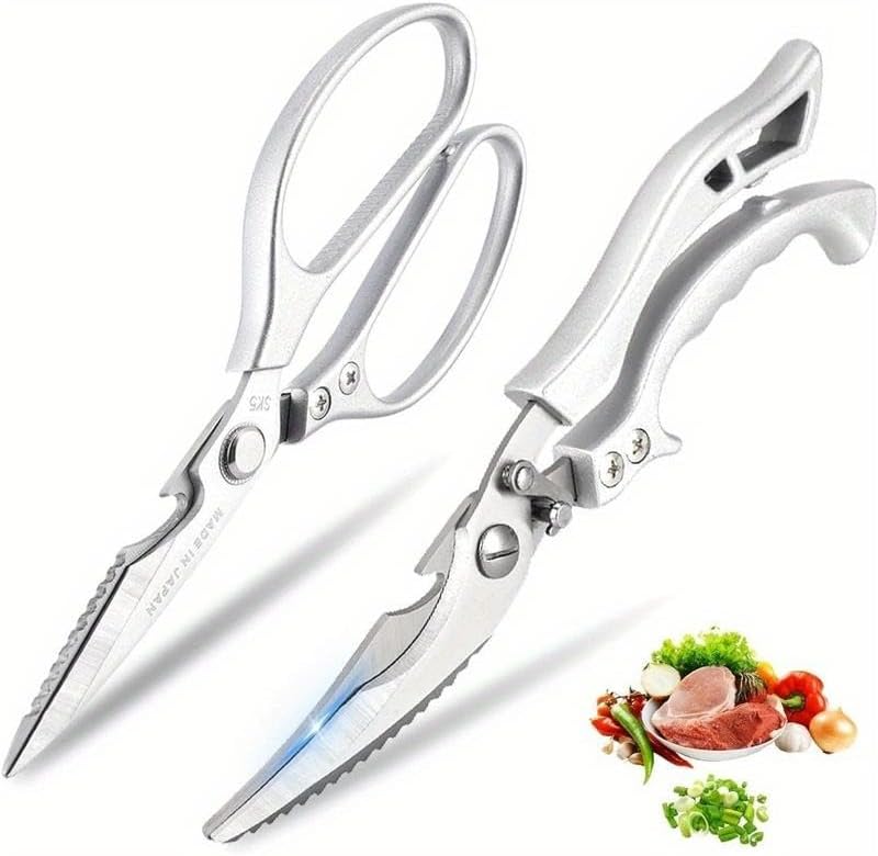 2 - Pcs Kitchen Scissors Set, All - Purpose Heavy - Duty Kitchen Shears with Anti - Slip Handle & Safety Lock(Super good qualiey)