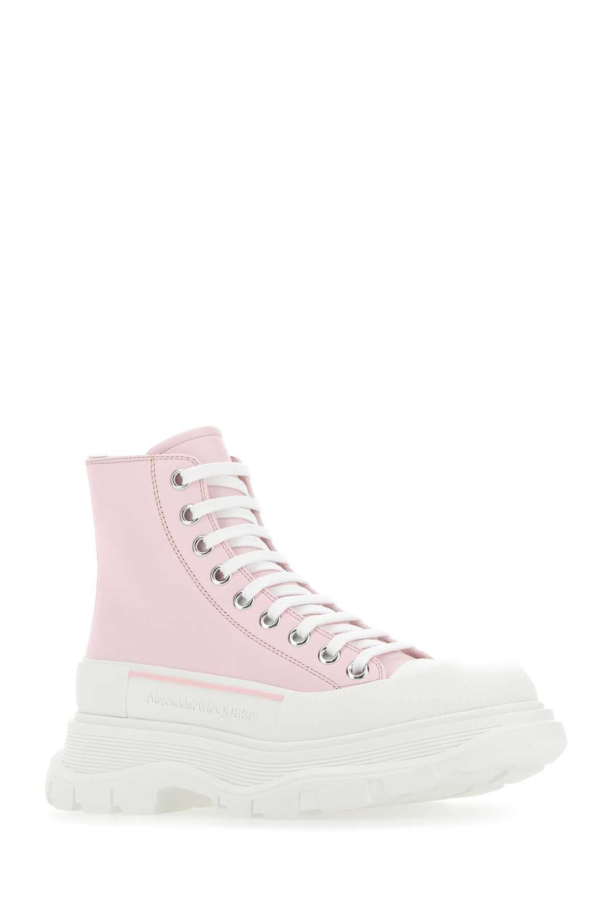 Alexander Mcqueen Women Pastel Pink Leather Tread Slick Sneakers