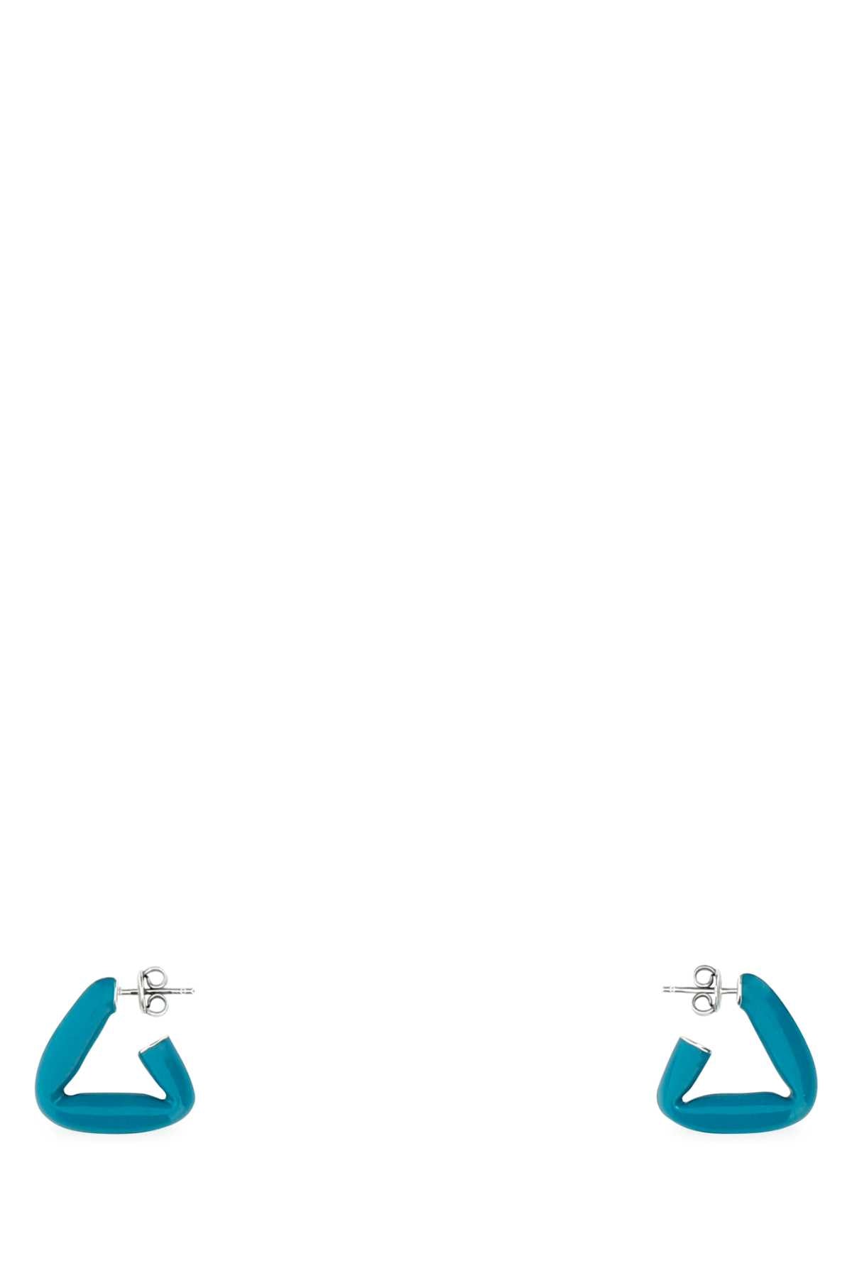 Bottega Veneta Women Teal Green 925 Silver Fold Earrings