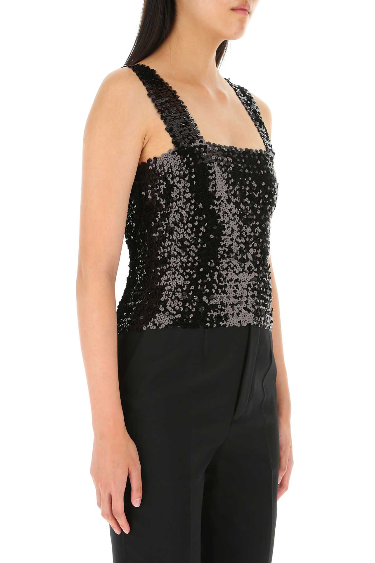 Saint Laurent Women Black Sequins Top