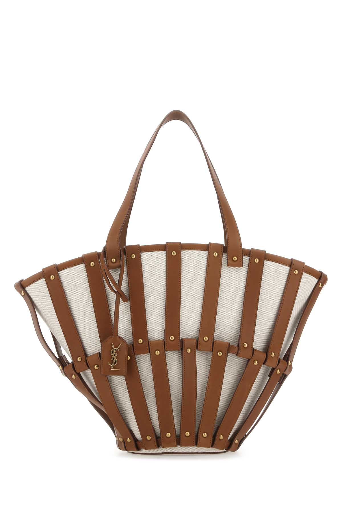 Saint Laurent Women Two-Tone Canvas And Leather Medium Beatrix Shopping Bag