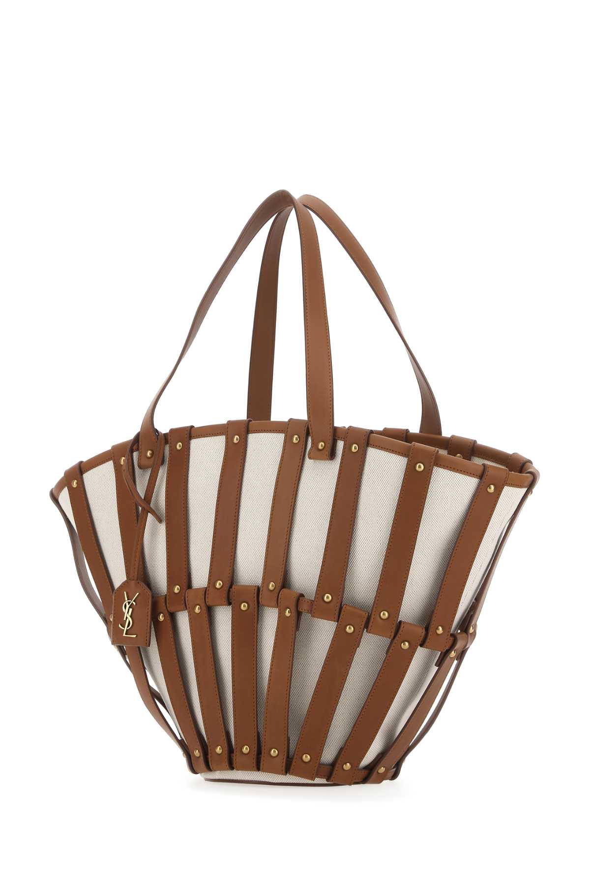 Saint Laurent Women Two-Tone Canvas And Leather Medium Beatrix Shopping Bag