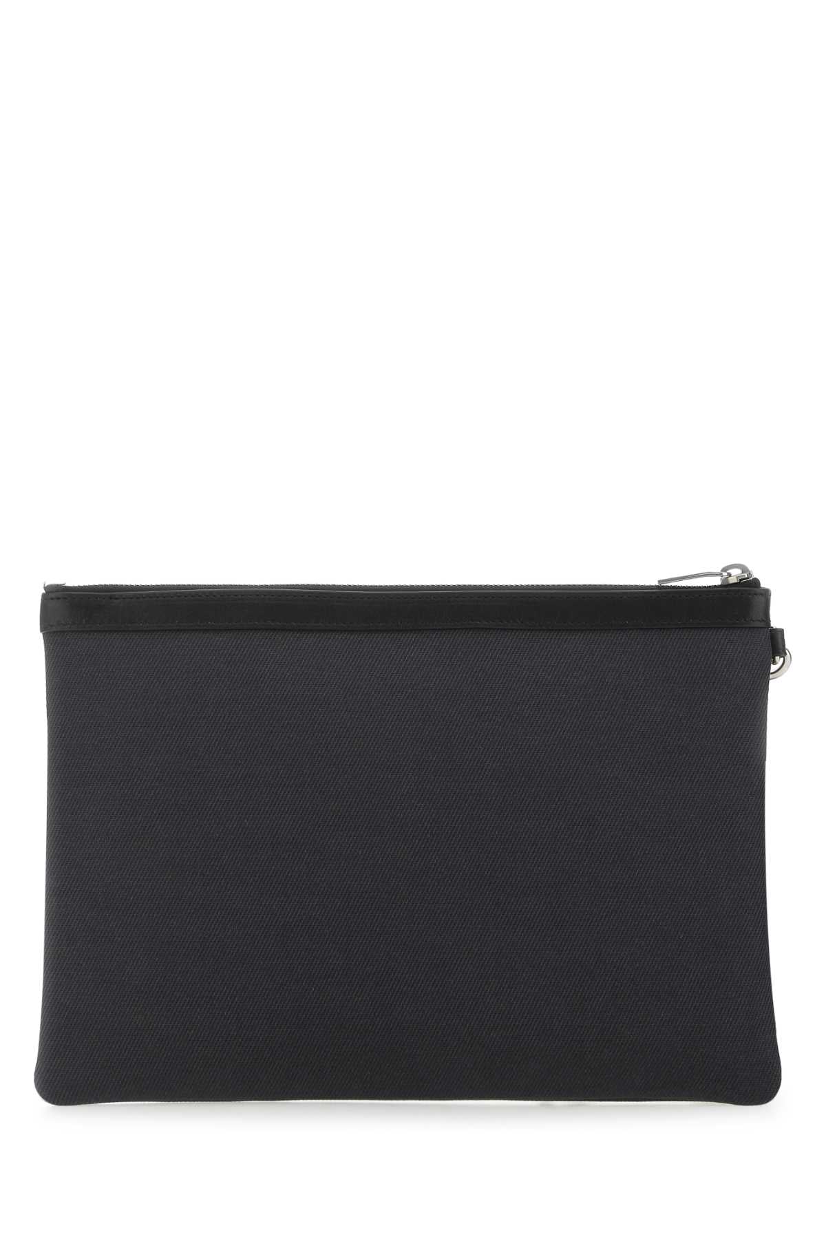 Saint Laurent Men Charcoal Canvas Rive Gauche Clutch