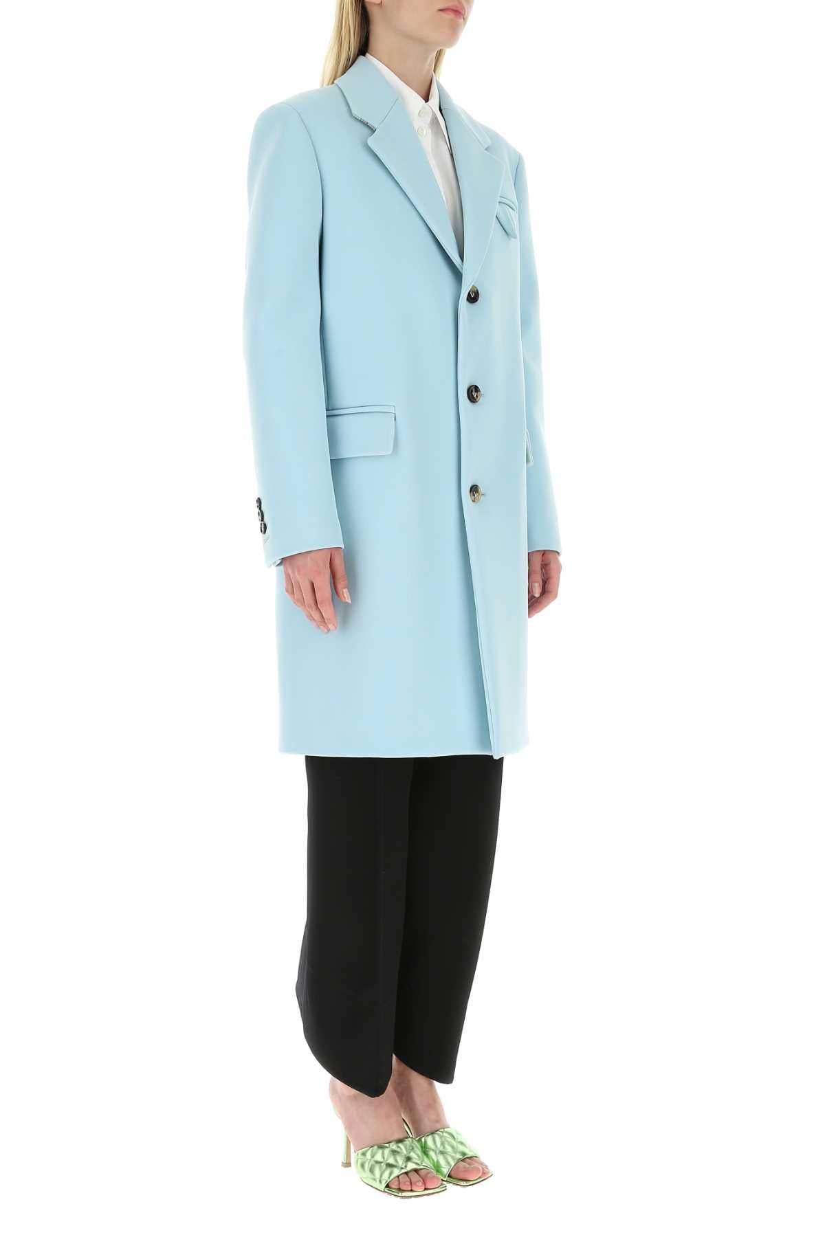 Bottega Veneta Women Pastel Light-Blue Tricotine Coat