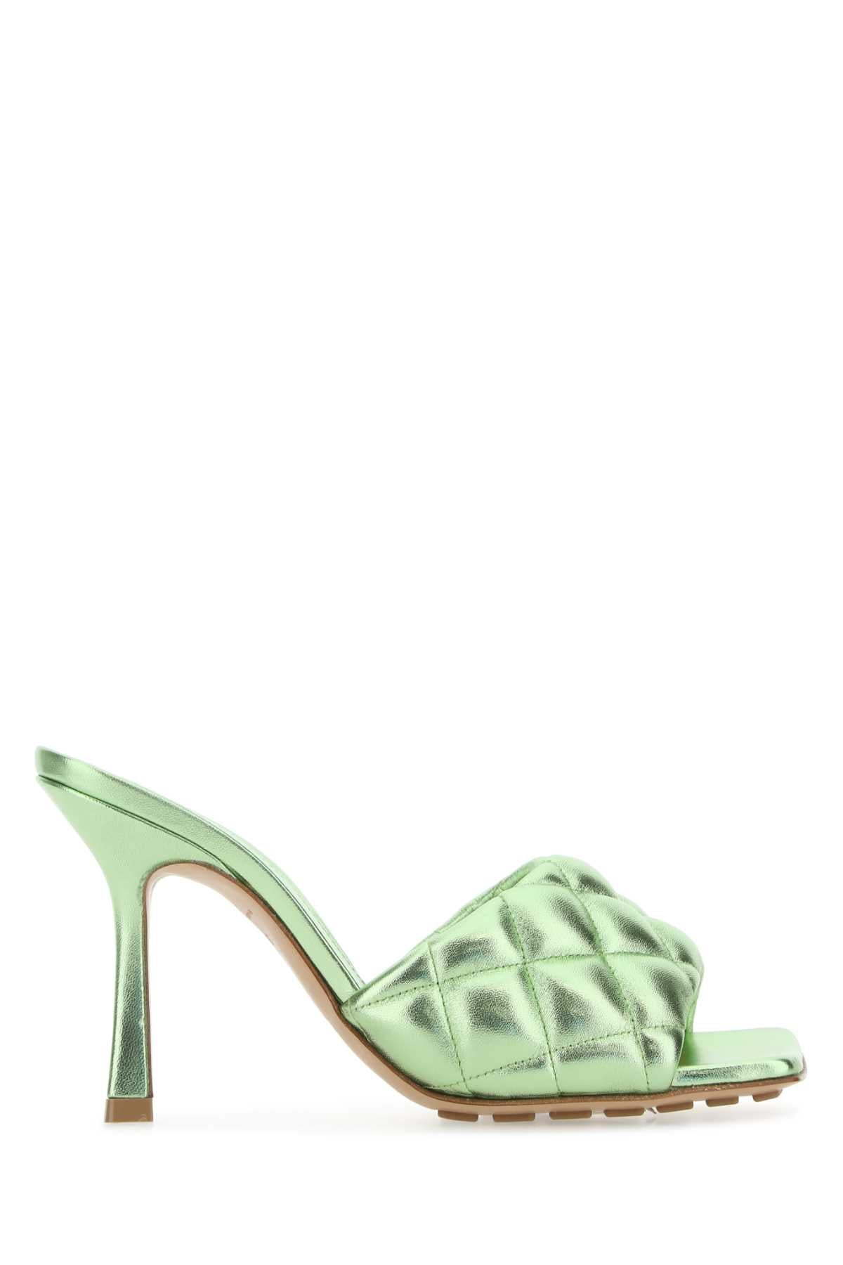 Bottega Veneta Women Light Green Nappa Leather Padded Sandals