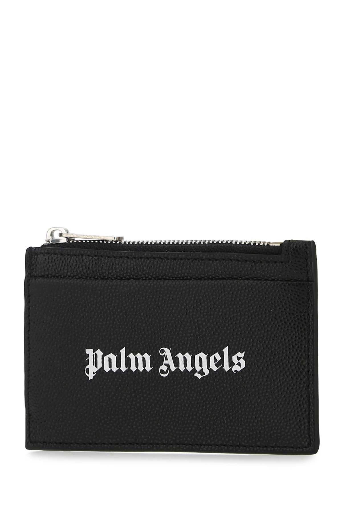 Palm Angels Men Black Leather Card Holder