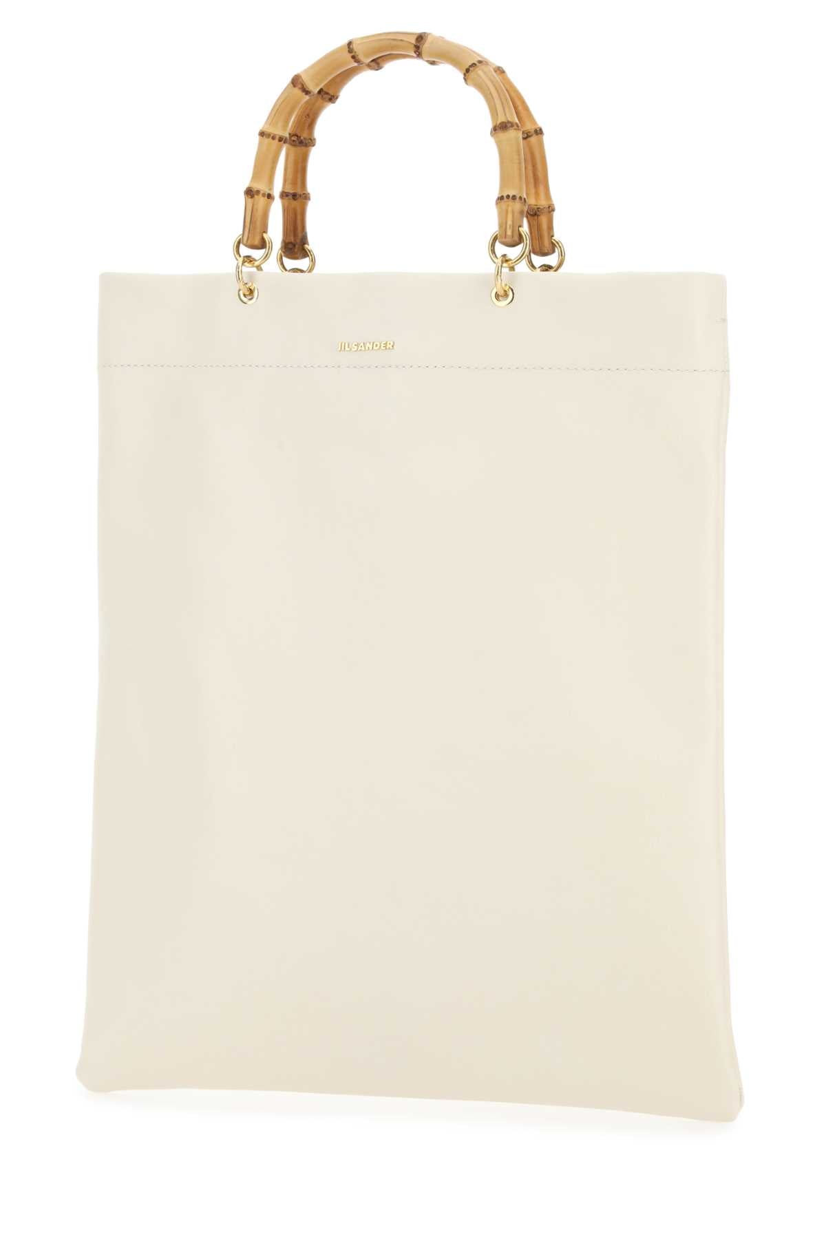 Jil Sander Women Ivory Leather Medium Shopping Bag