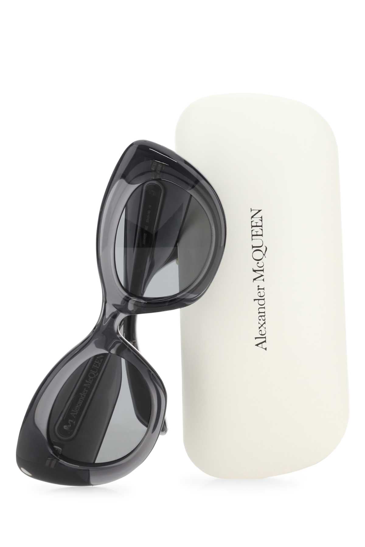 Alexander Mcqueen Women Dark Grey Acetate The Curve Sunglasses