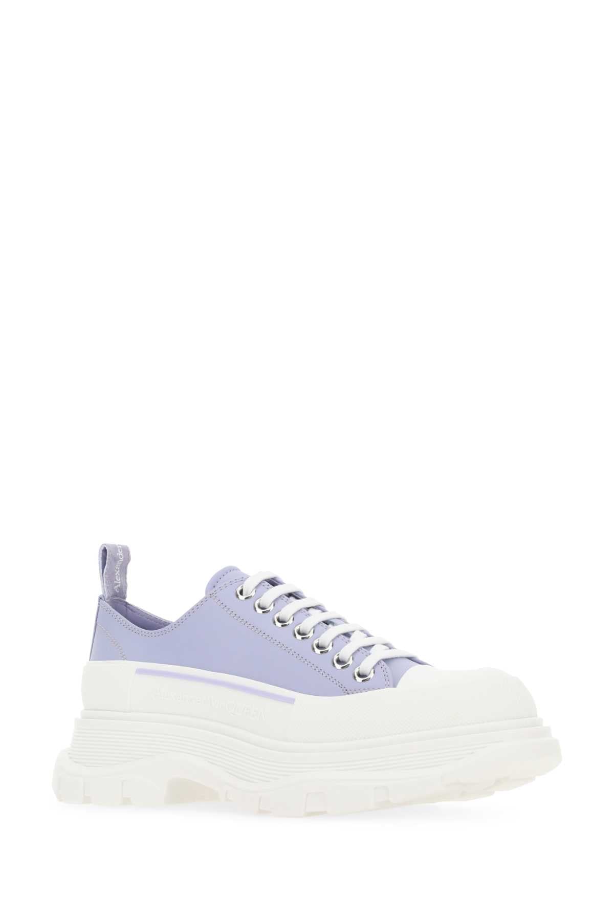 Alexander Mcqueen Women Lilac Leather Tread Slick Sneakers