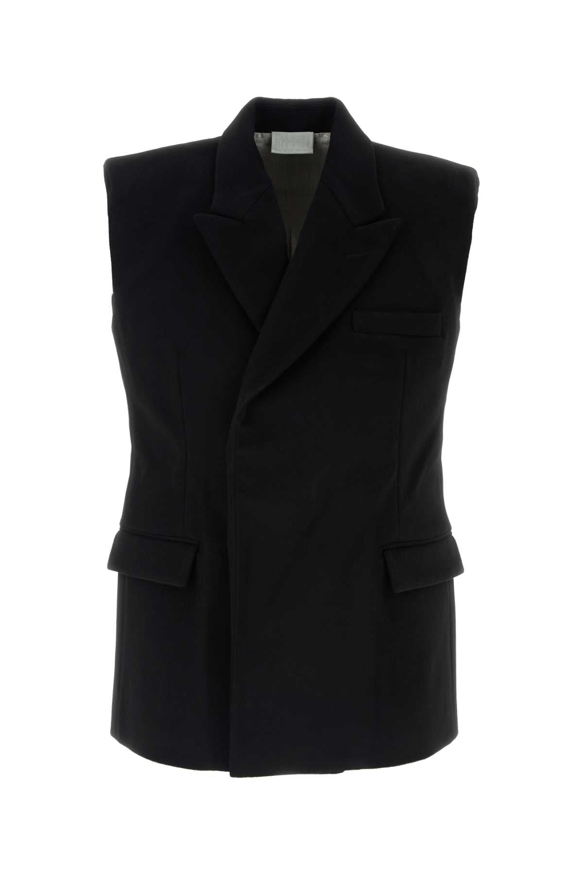 Vtmnts Men Black Wool Sleeveless Blazer