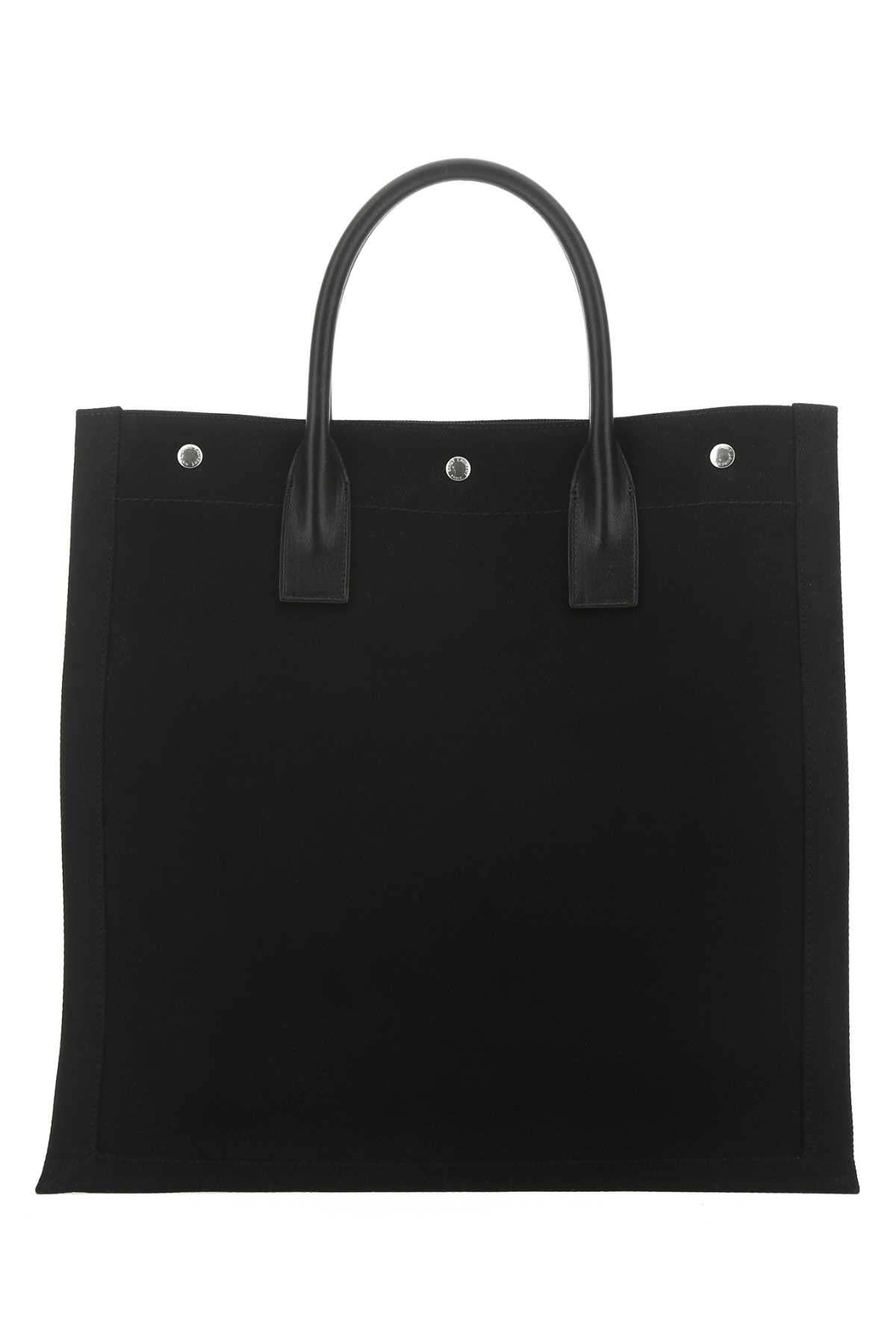 Saint Laurent Men Black Canvas Rive Gauche Shopping Bag
