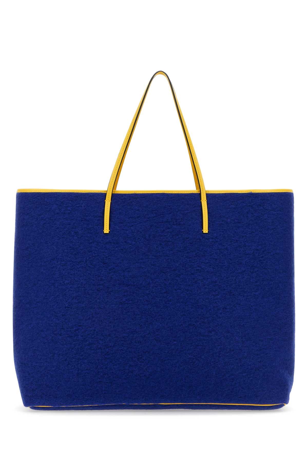 Marni Men Blue Felt Medium Janus Shopping Bag