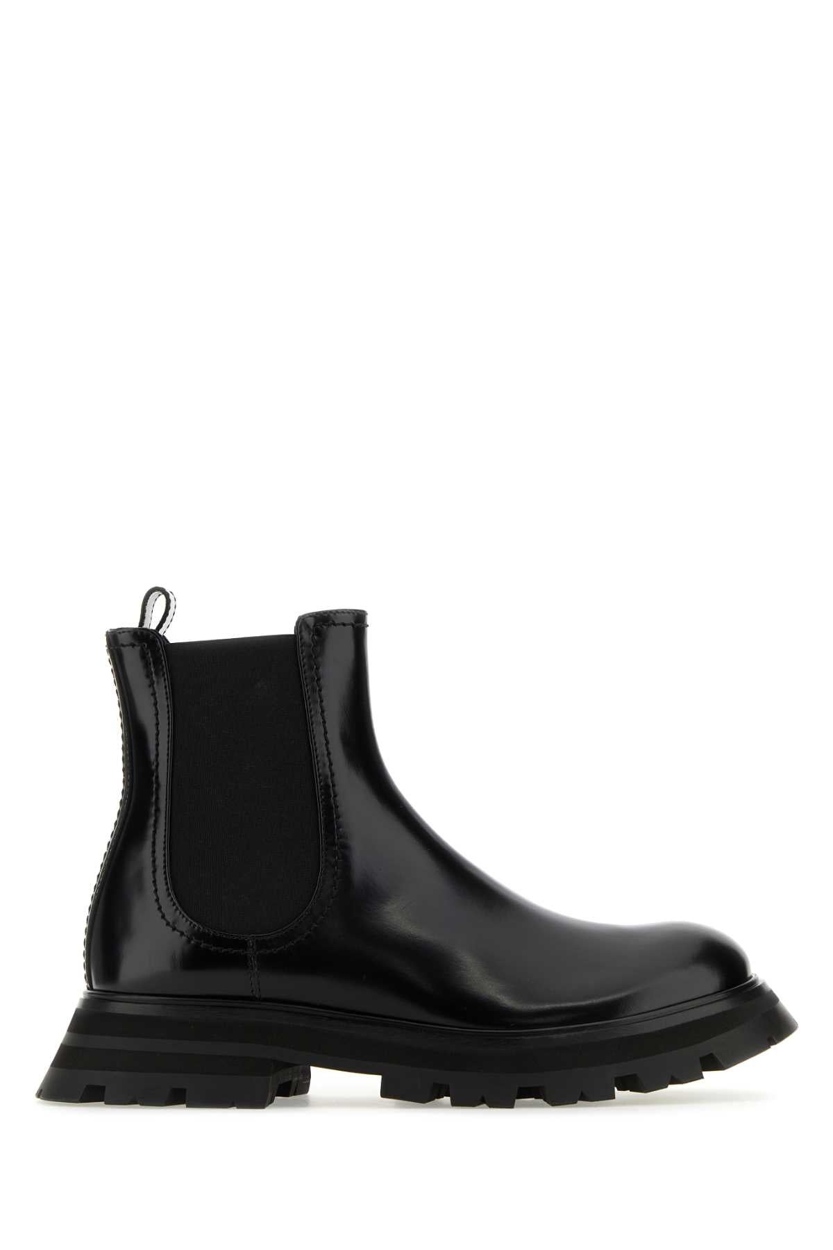 Alexander Mcqueen Women Black Leather Ankle Boots