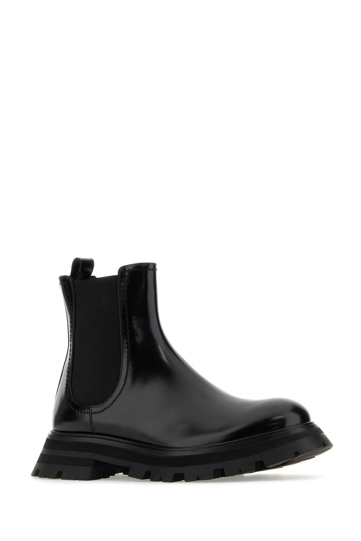 Alexander Mcqueen Women Black Leather Ankle Boots