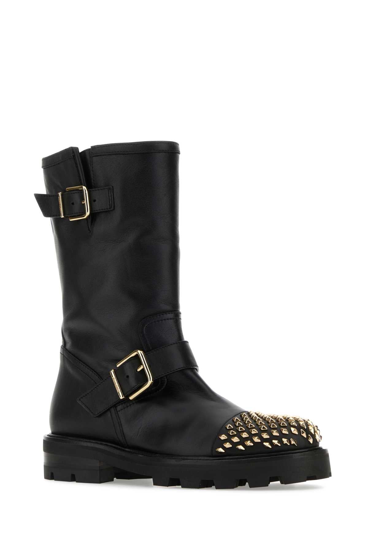 Jimmy Choo Women Black Leather Biker Ii Boots