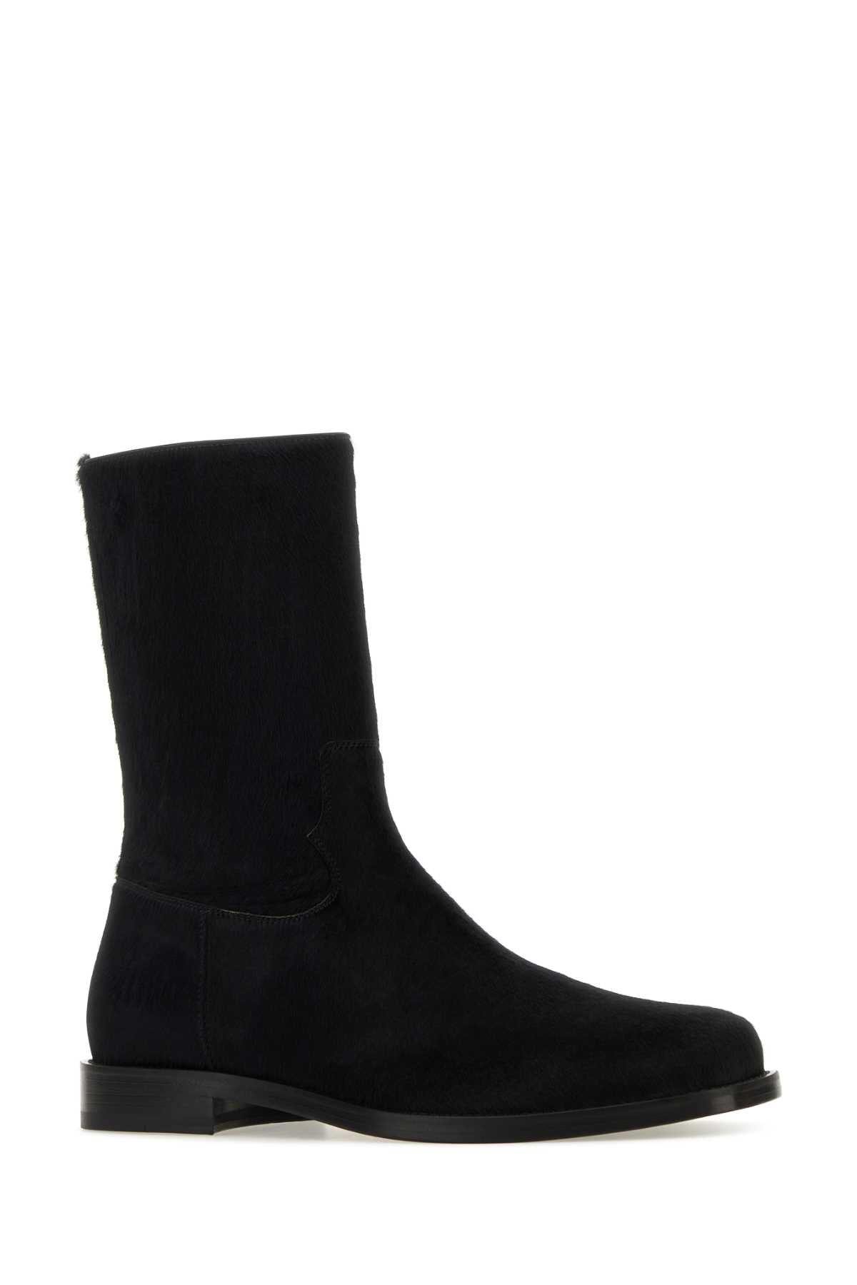 Dries Van Noten Men Black Calfhair Ankle Boots