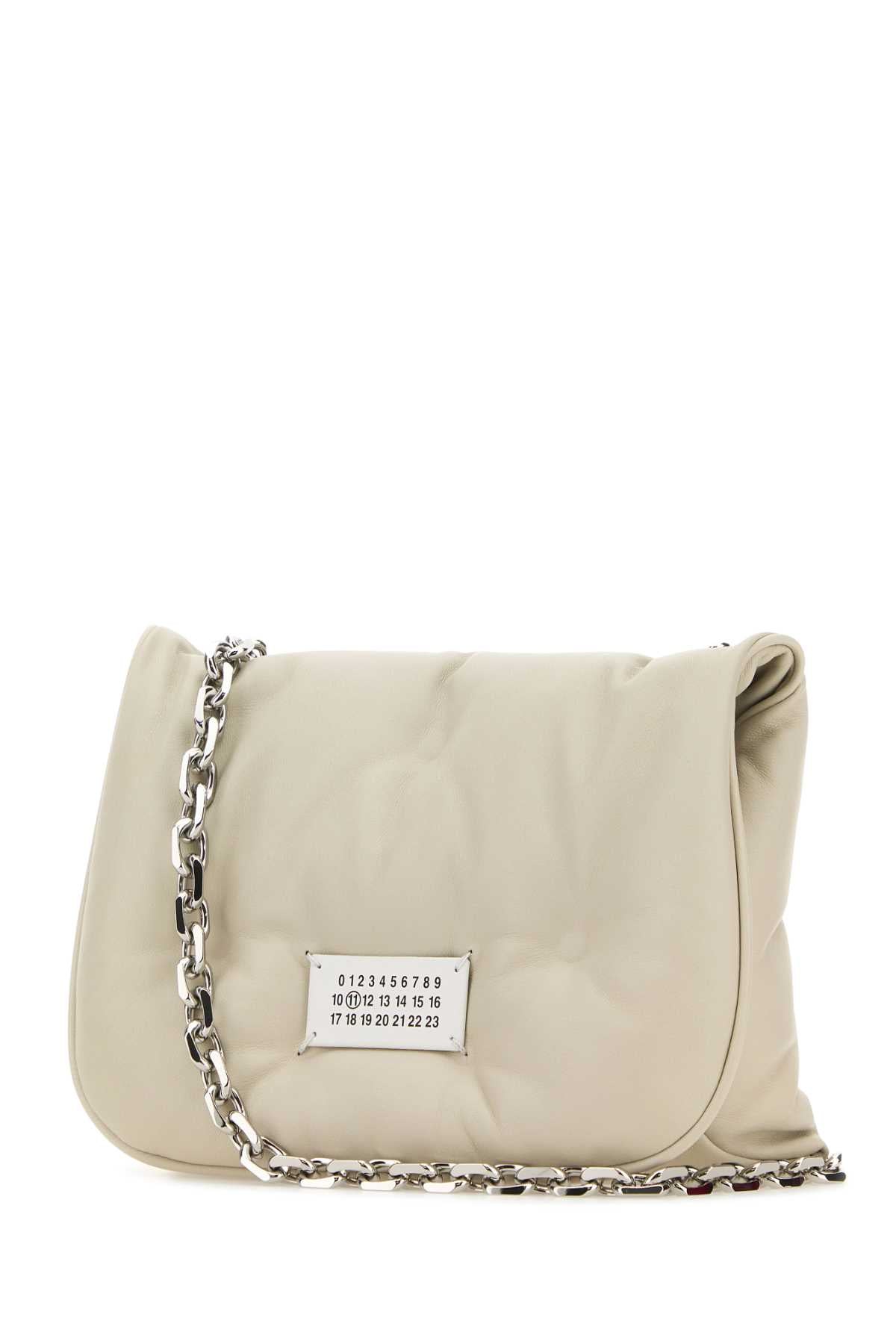 Maison Margiela Women Chalk Nappa Leather Small Glam Slam Flap Crossbody Bag