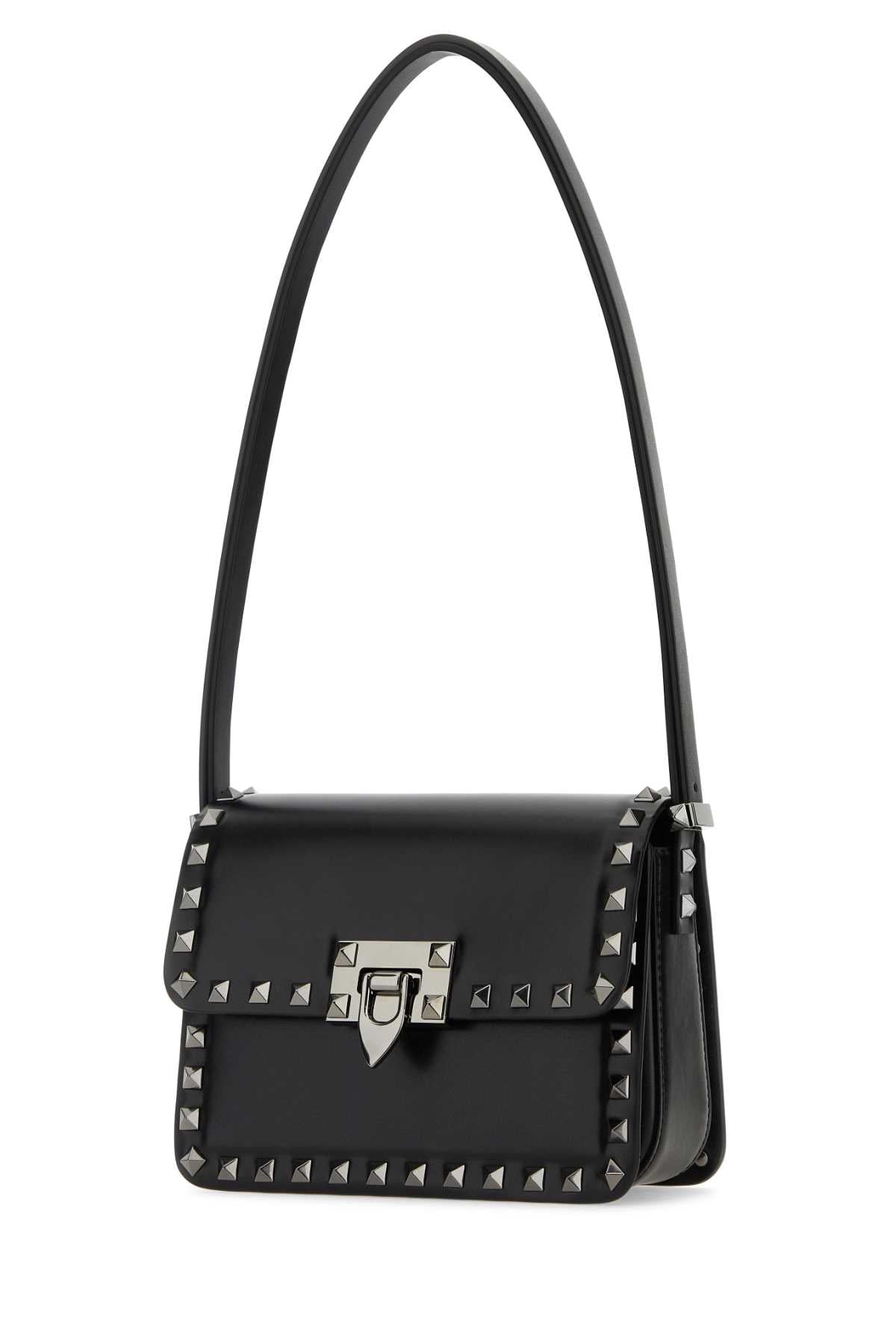 Valentino Garavani Women Black Leather Rockstud23 Shoulder Bagâ