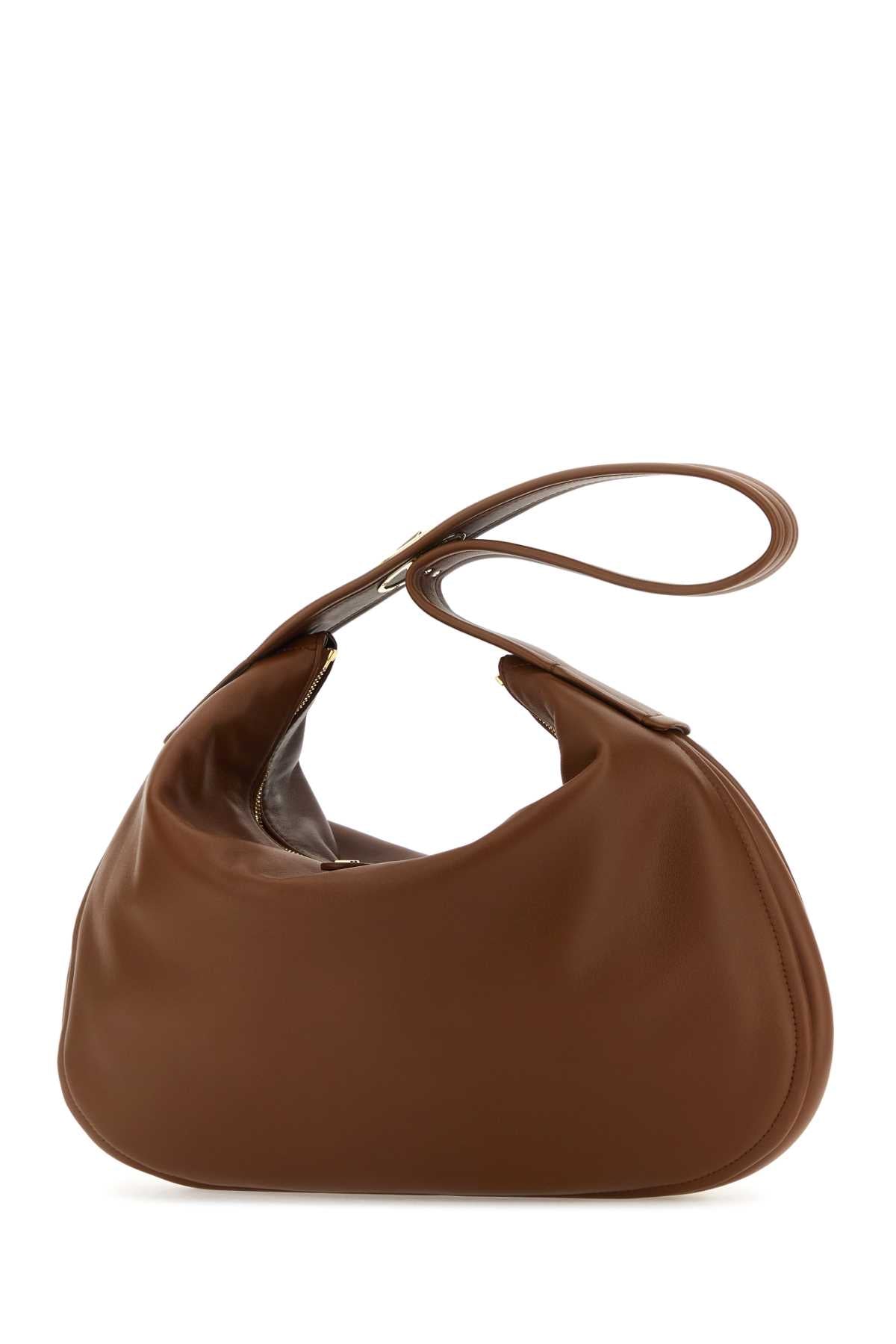 Valentino Garavani Women Brown Leather Large Go-Hobo Shoulder Bag