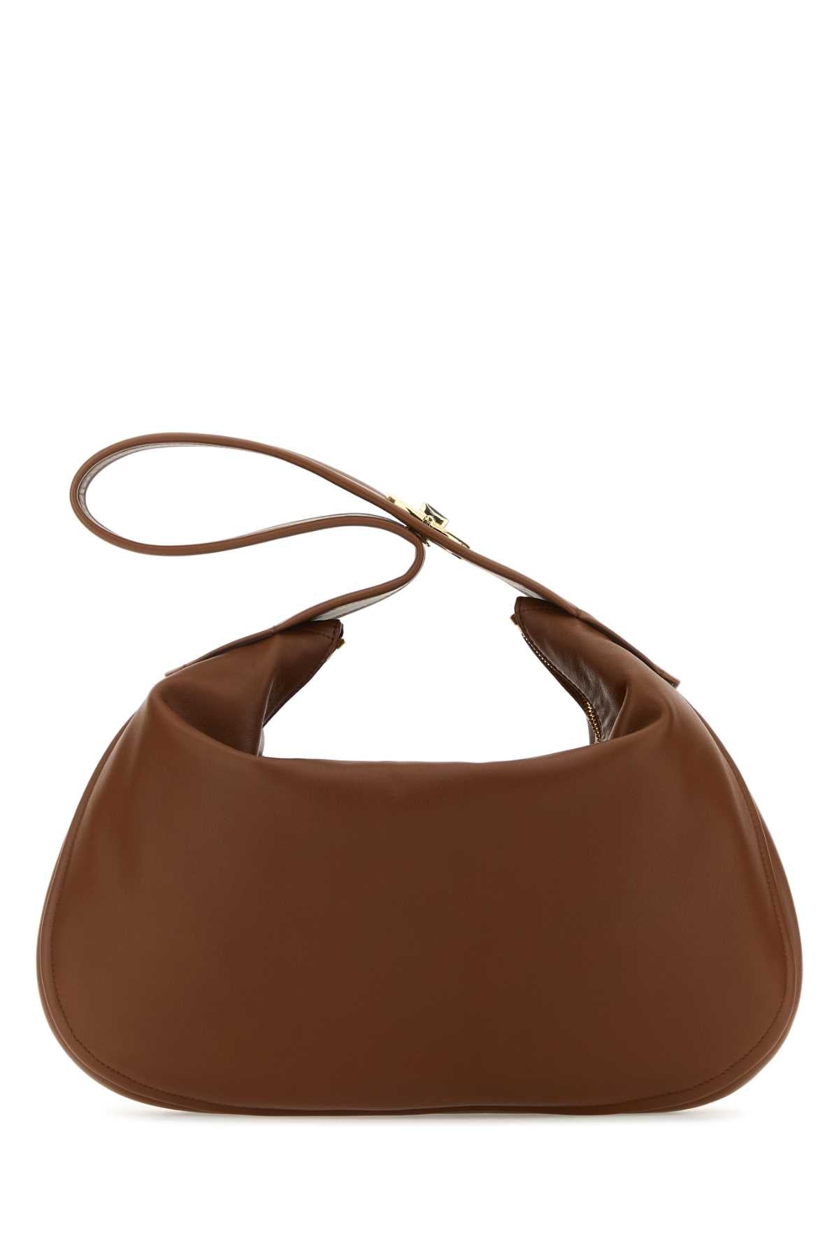 Valentino Garavani Women Brown Leather Large Go-Hobo Shoulder Bag