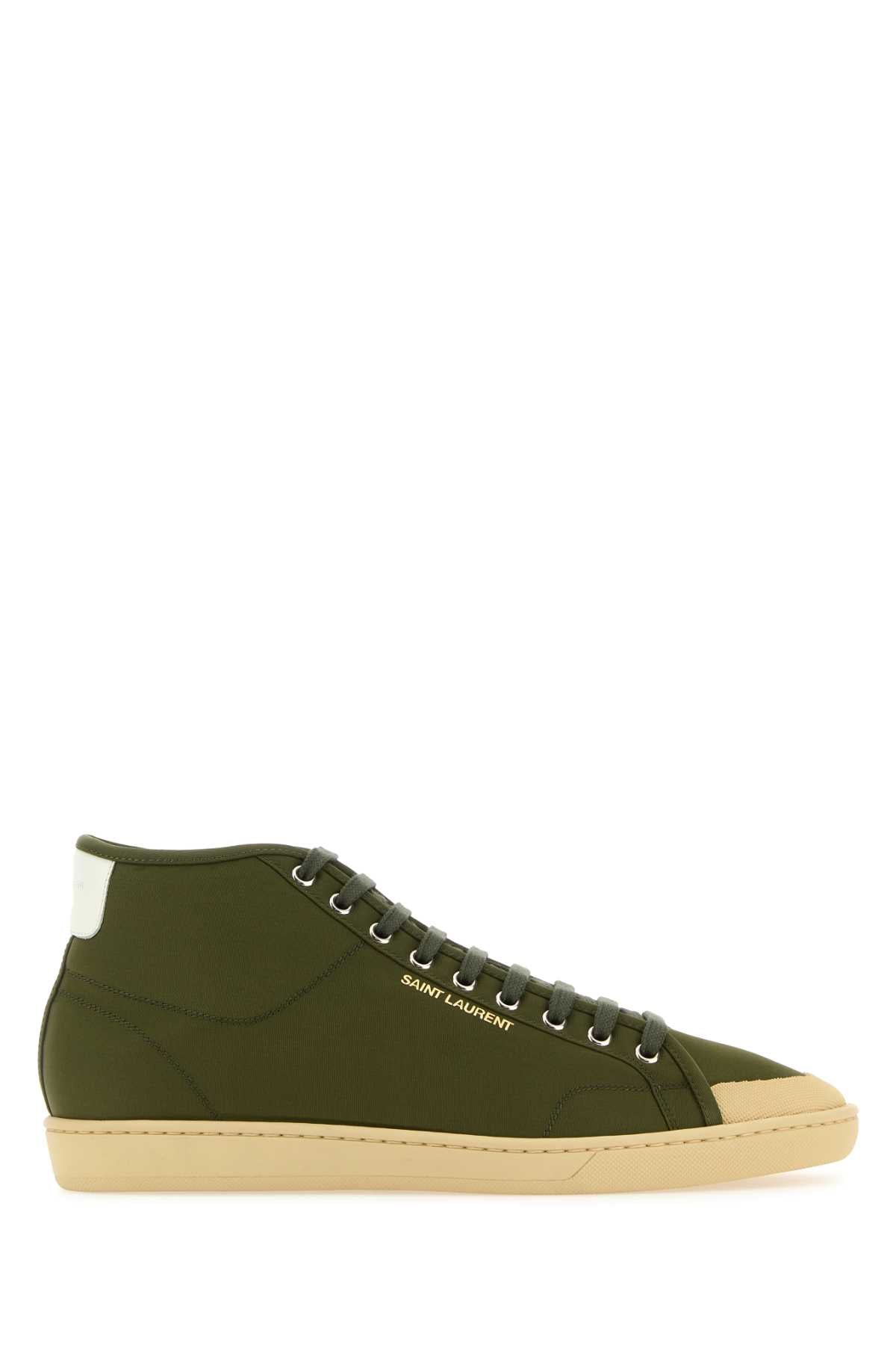 Saint Laurent Men Olive Green Nylon Court Classic Sl/39 Sneakers
