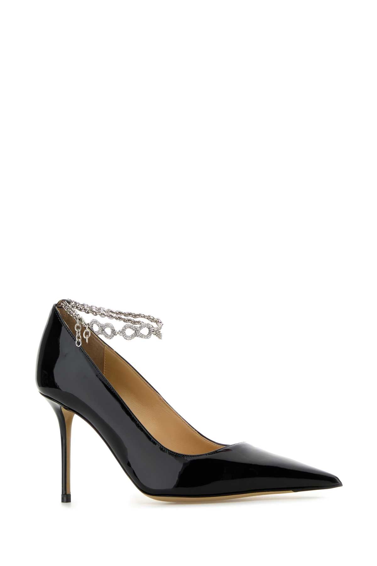 Mach&Mach Women Black Leather Bow Chain Pumps