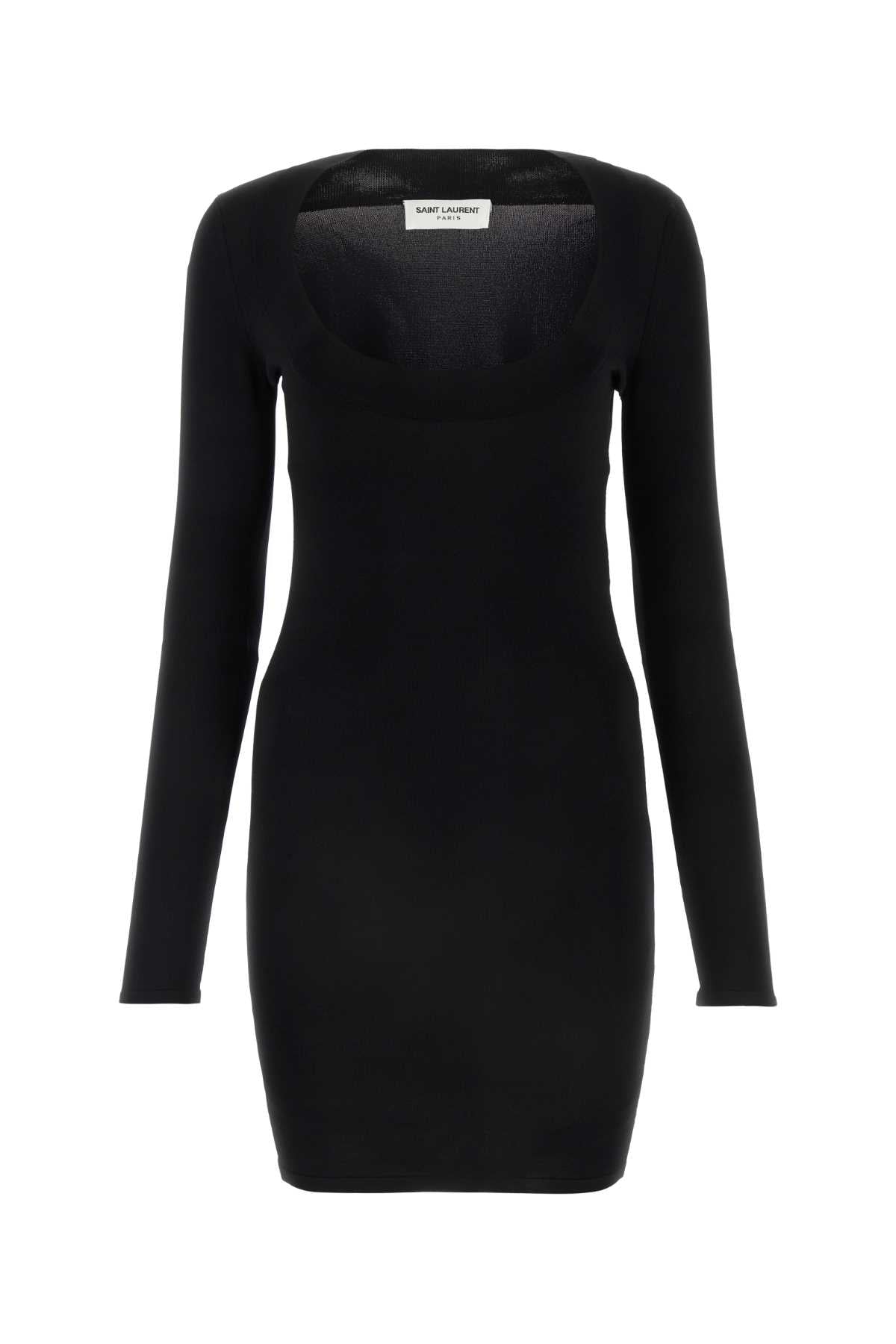 Saint Laurent Women Black Stretch Viscose Blend Dress