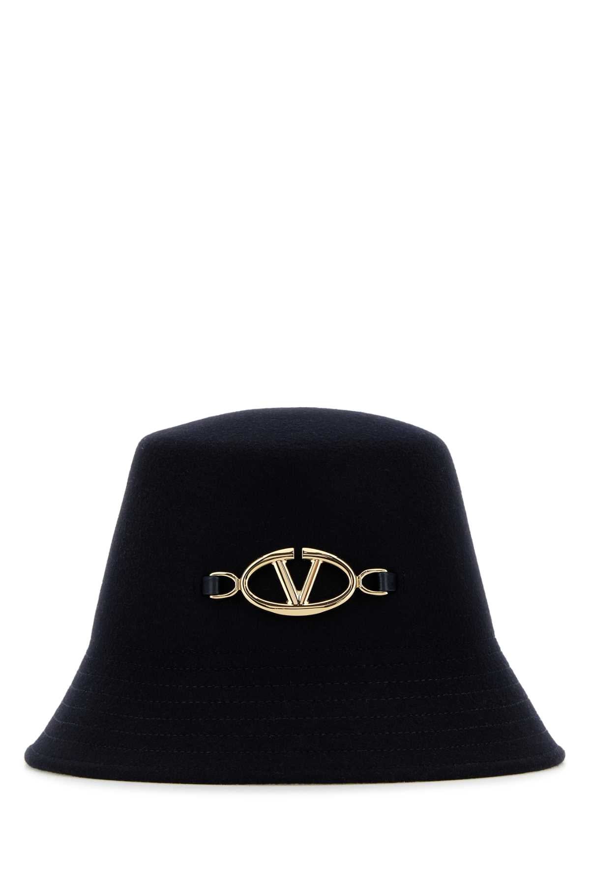 Valentino Garavani Women Midnight Blue Felt Bucket Hat