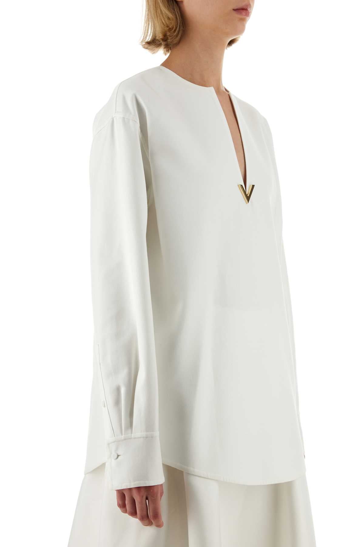 Valentino Garavani Women White Cotton Blend Blouse