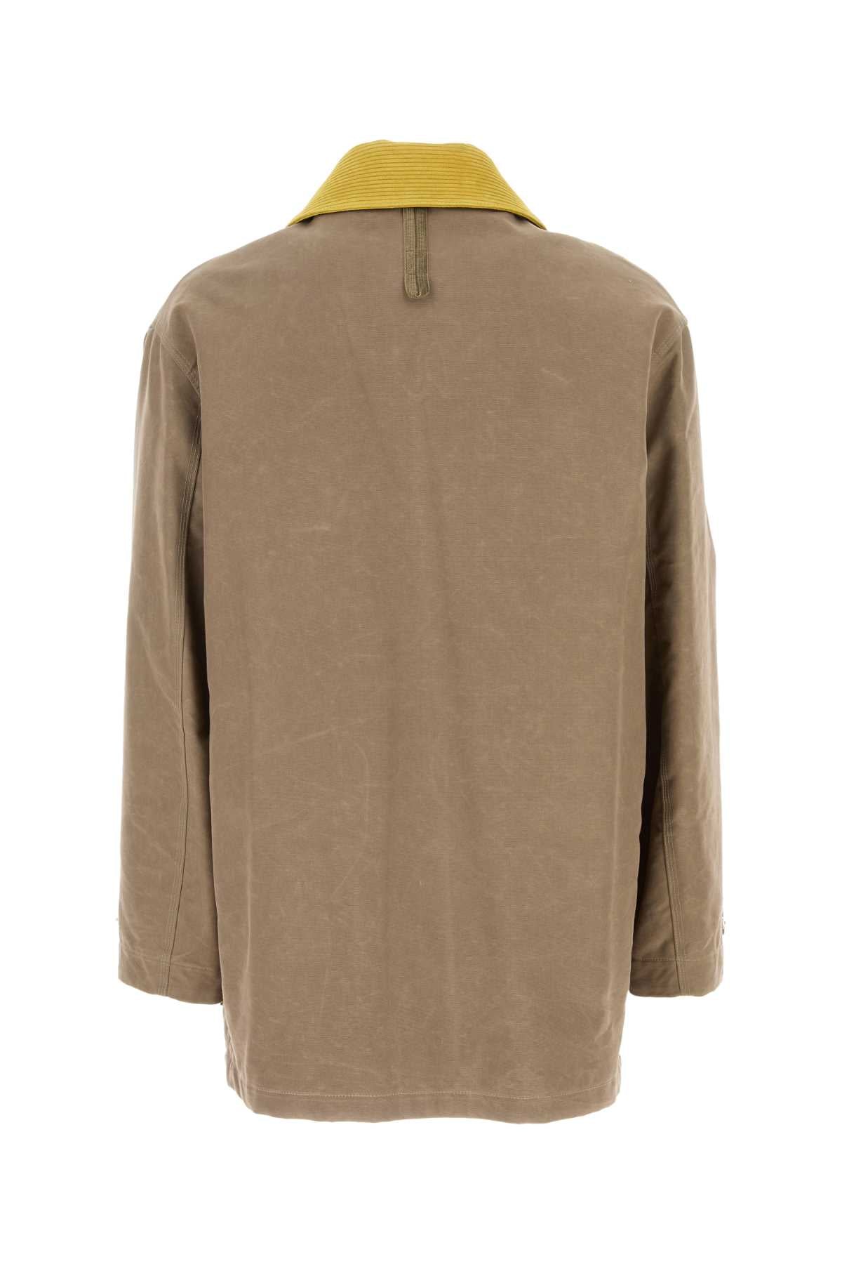 Fendi Men Cappuccino Canvas Coat