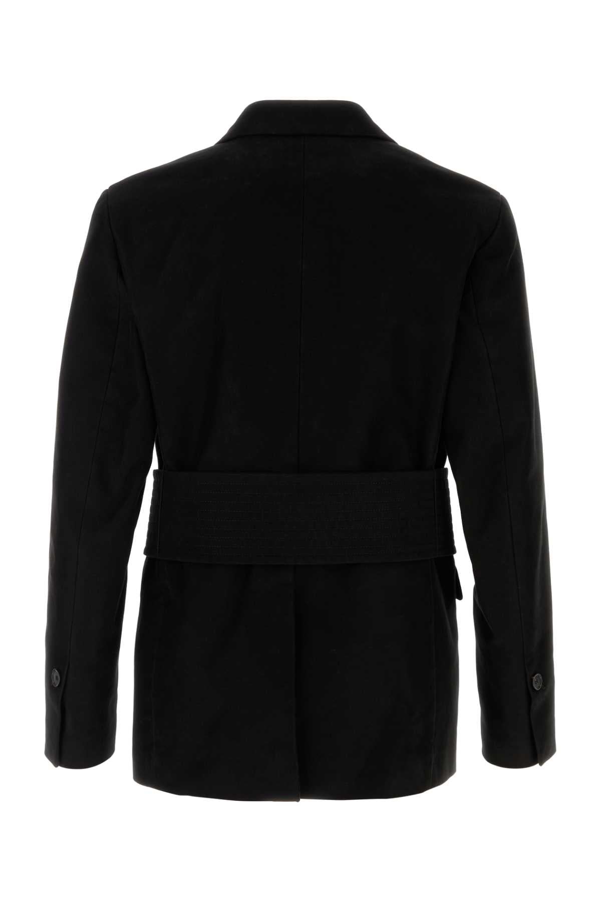 Salvatore Ferragamo Men Black Cotton Blazer