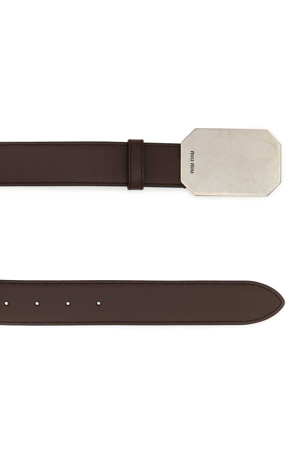 Miu Miu Women Chocolate Leather Belt