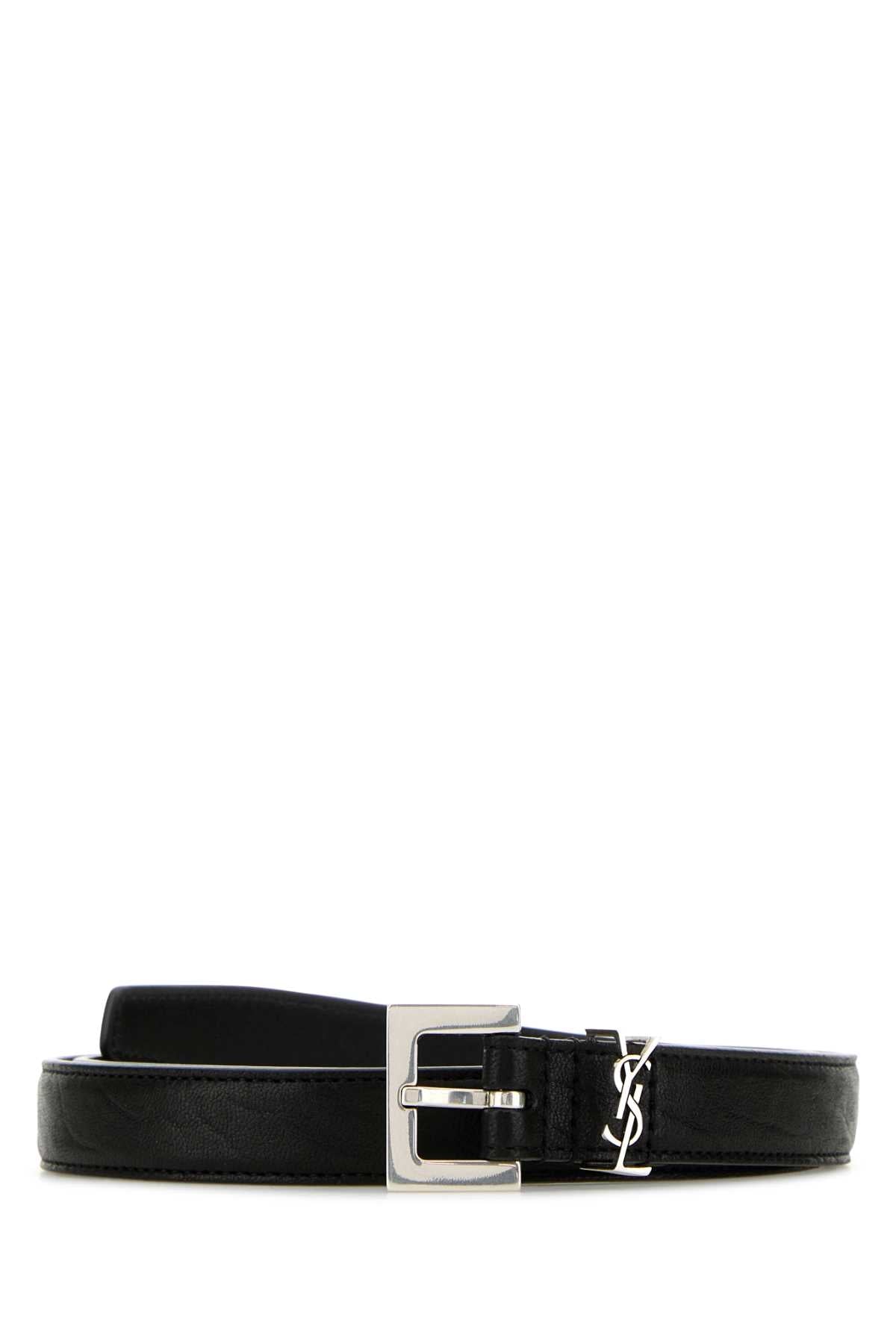 Saint Laurent Men Black Leather Belt