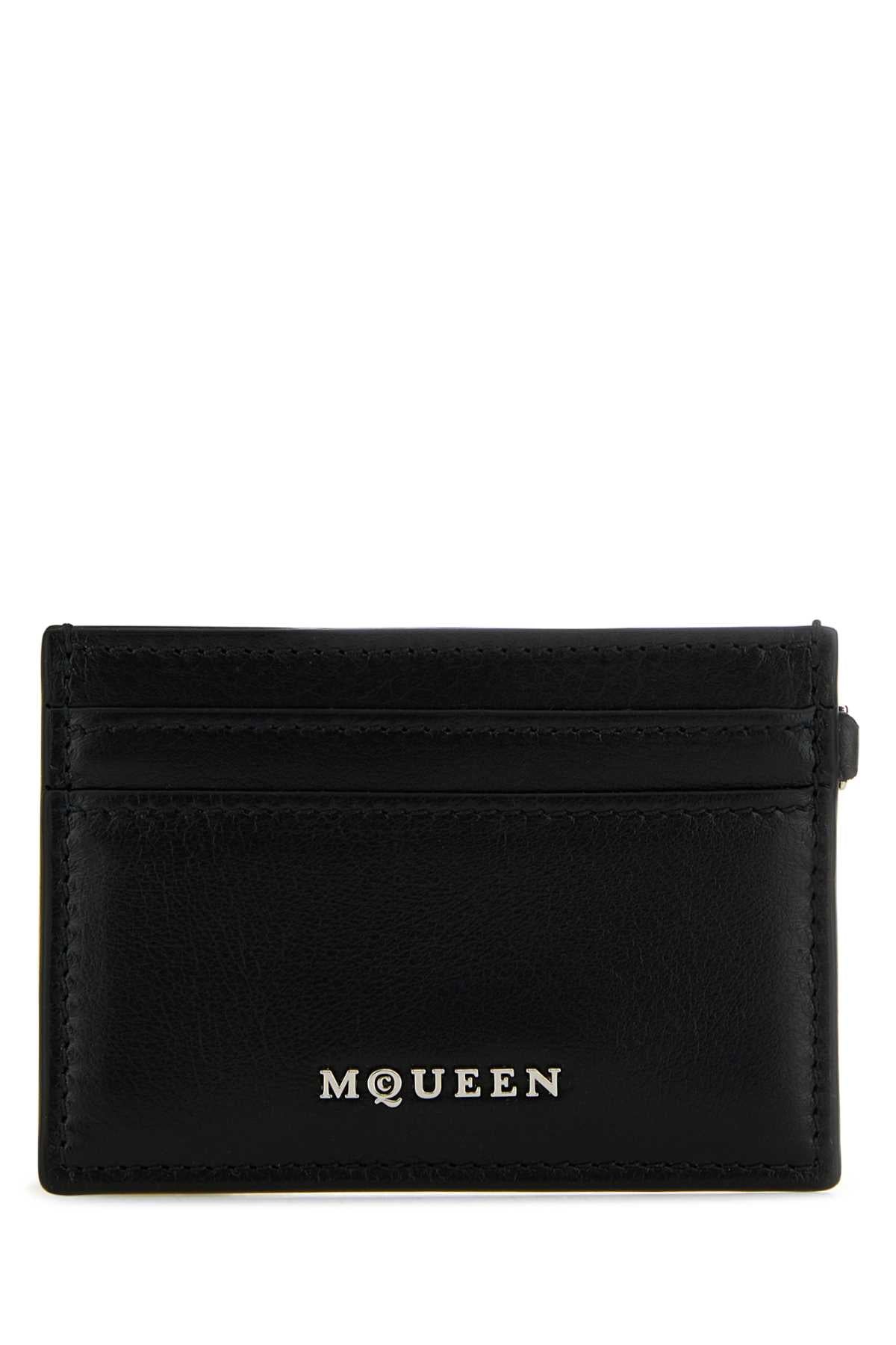 Alexander Mcqueen Women Black Leather Sling Card Holder