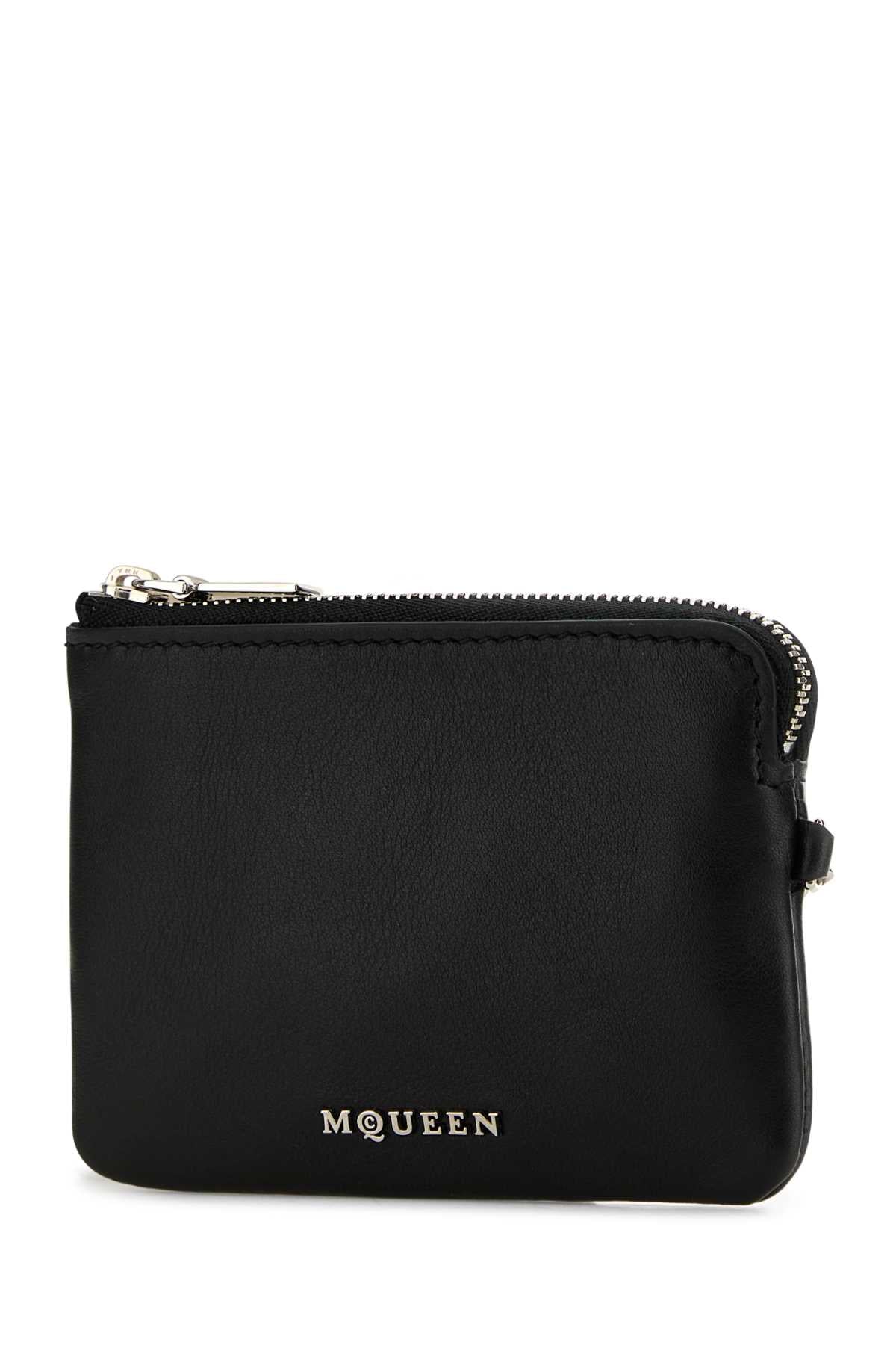 Alexander Mcqueen Women Black Leather Sling Card Holder