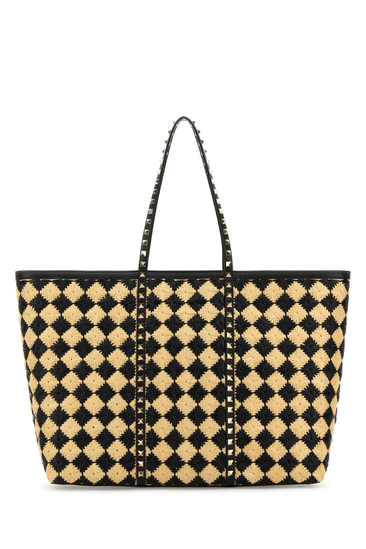 Valentino Garavani Women Embroidered Raffia Rockstud Shopping Bag