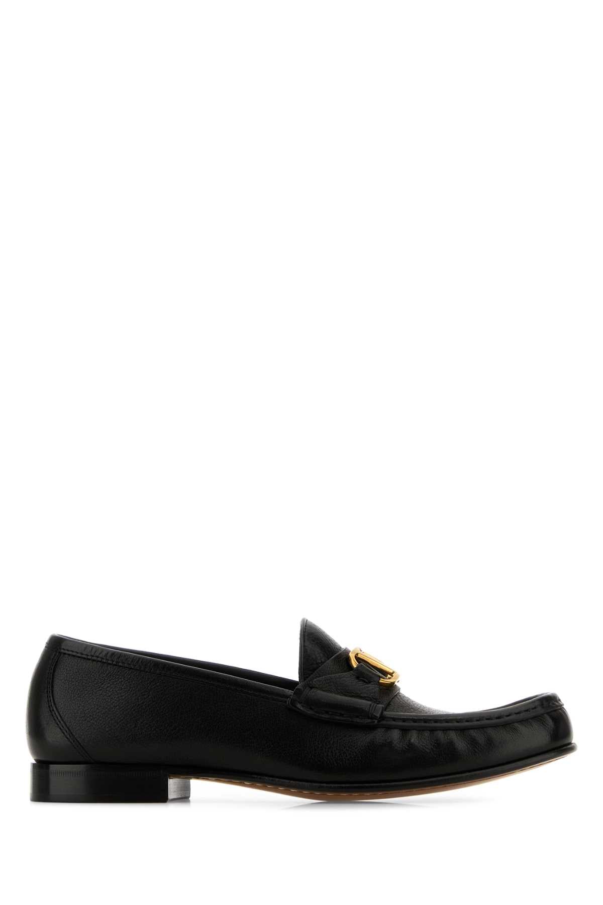 Valentino Garavani Women Black Leather Vlogo Loafers