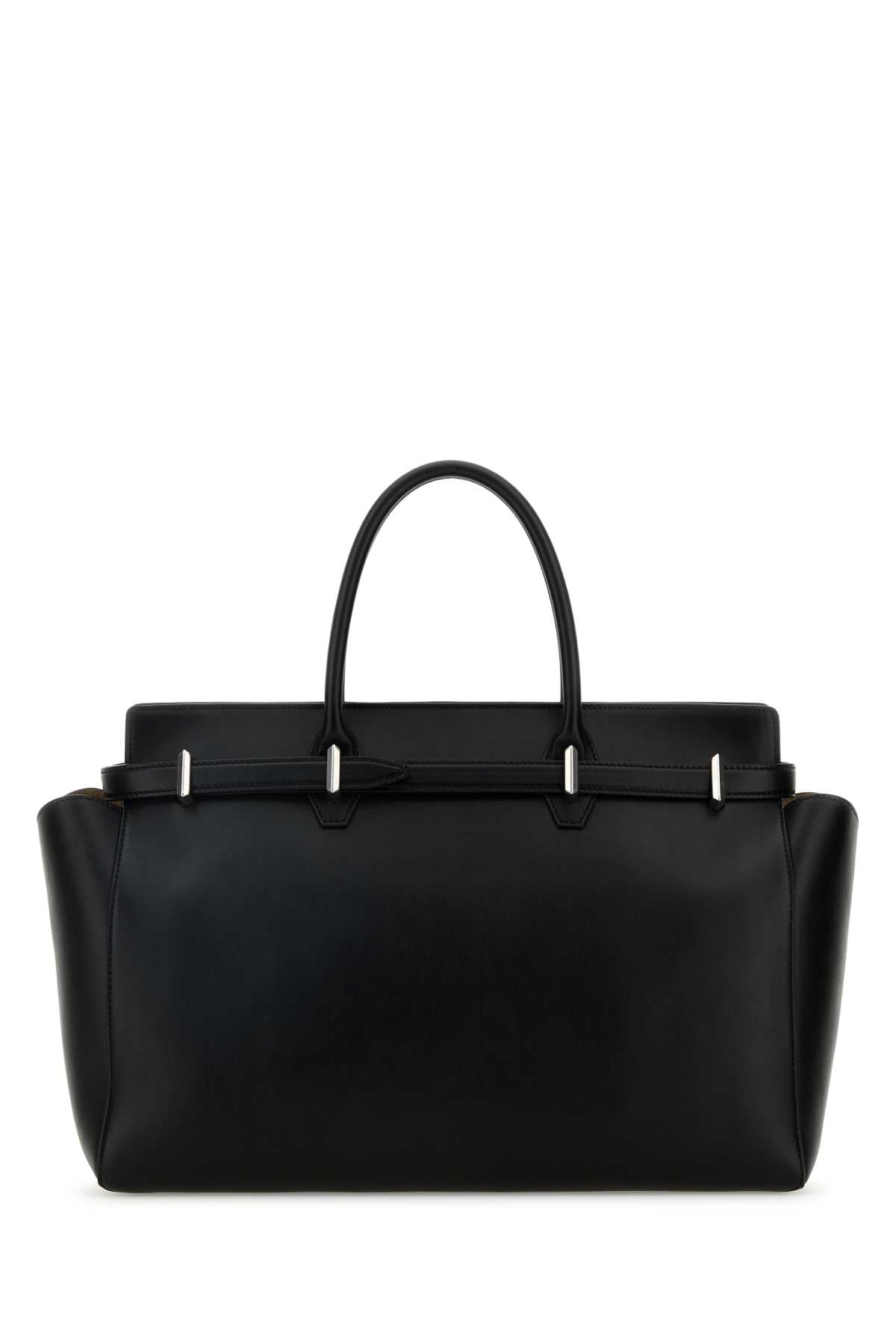 Jimmy Choo Women Black Leather Large Diamond Belted Shopping Bag