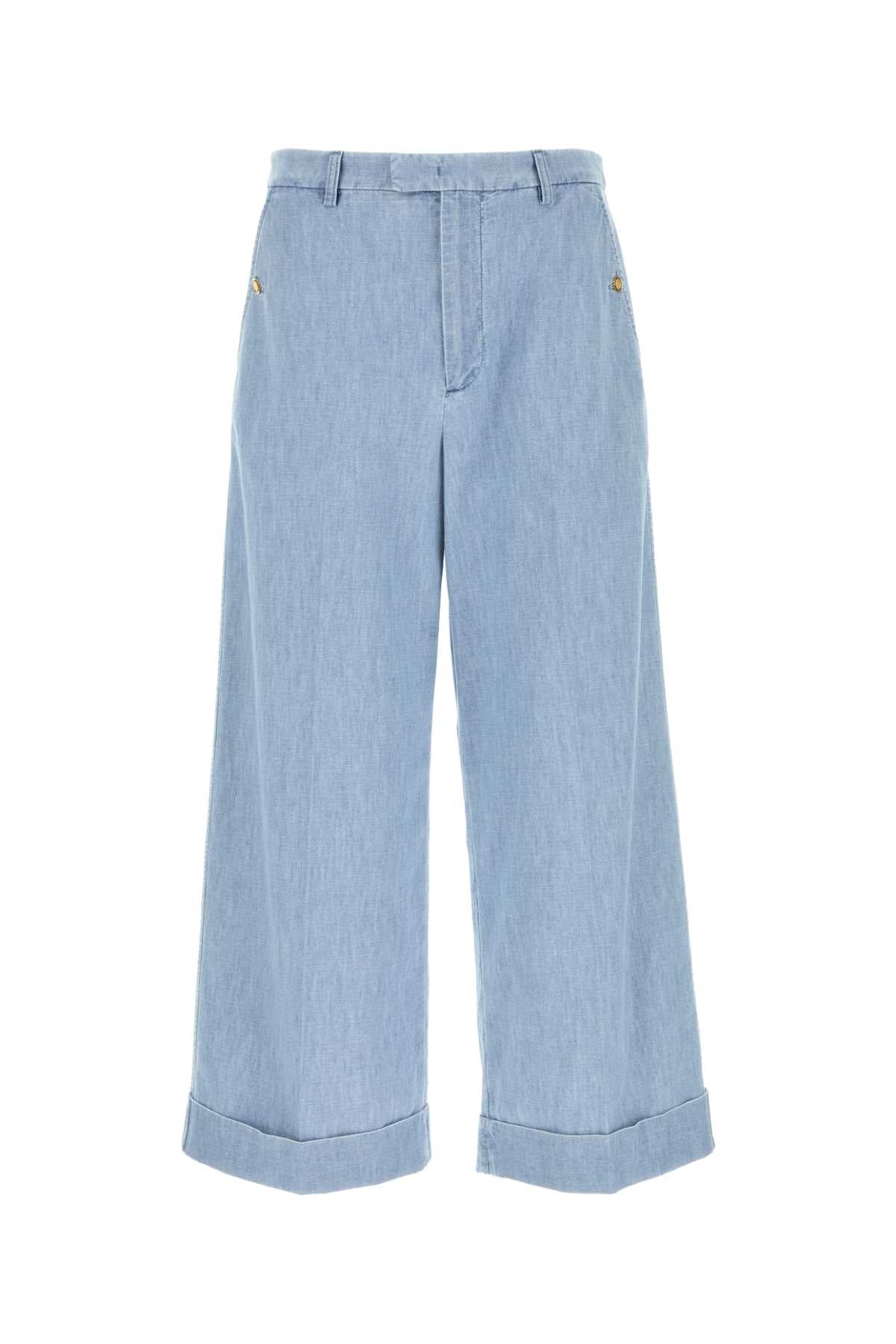 Valentino Garavani Men Light Blue Denim Wide-Leg Jeans