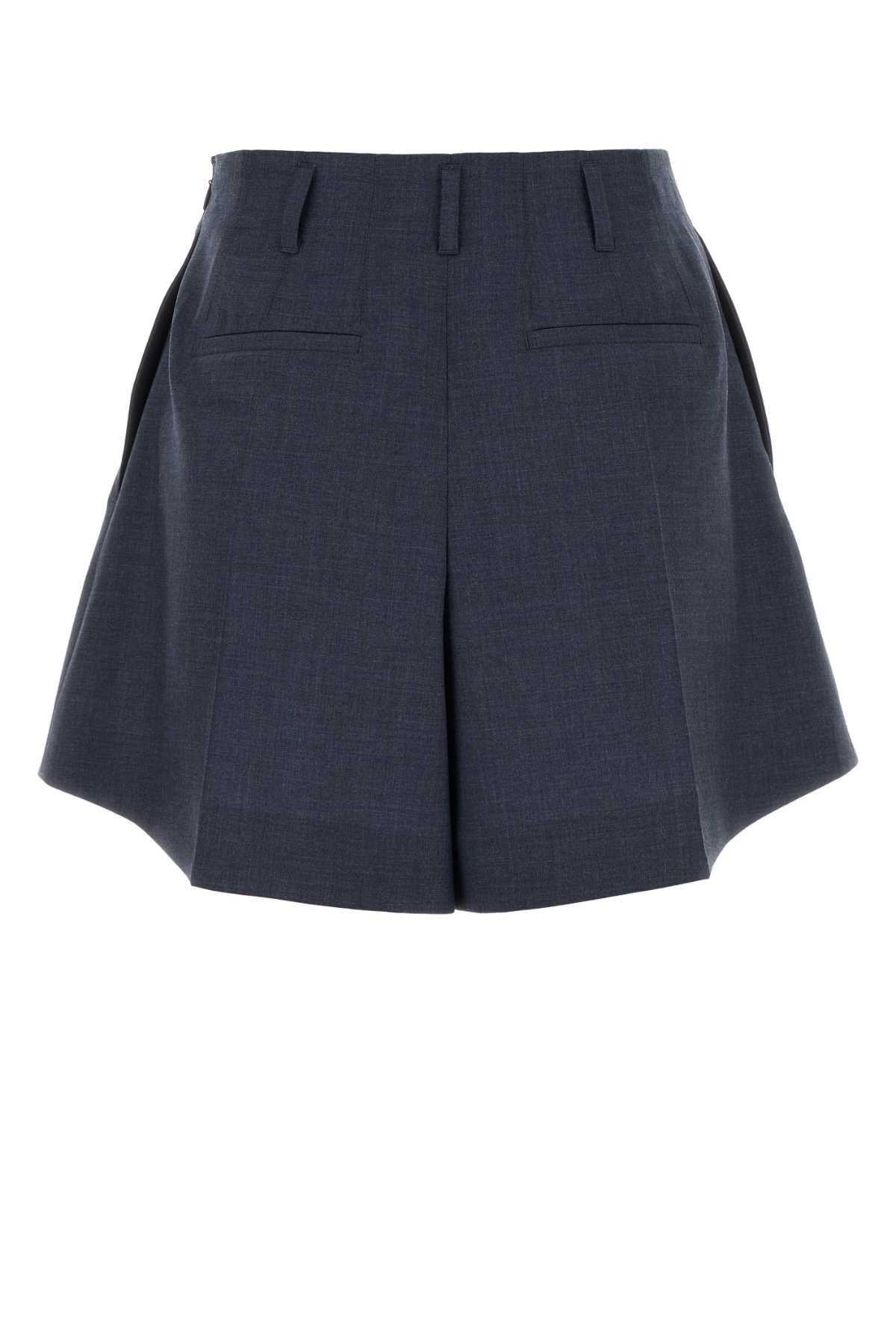 Givenchy Women Navy Blue Wool Shorts