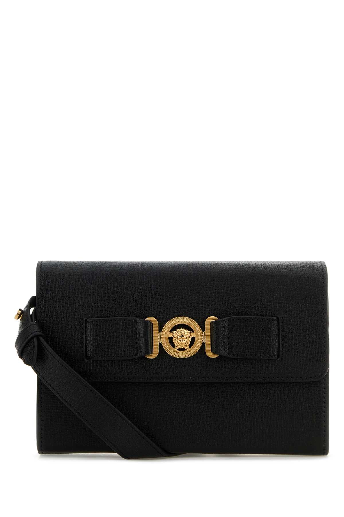 Versace Men Black Leather Medusa Biggie Crossbody Bag